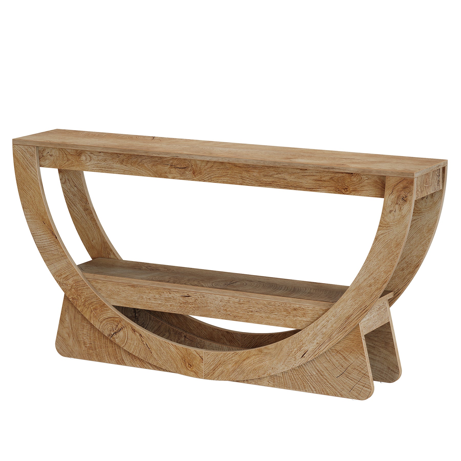 Tribesigns Table Console 160 cm, Industrielle Table d'entrée à Deux Fermier avec étagères de Rangement