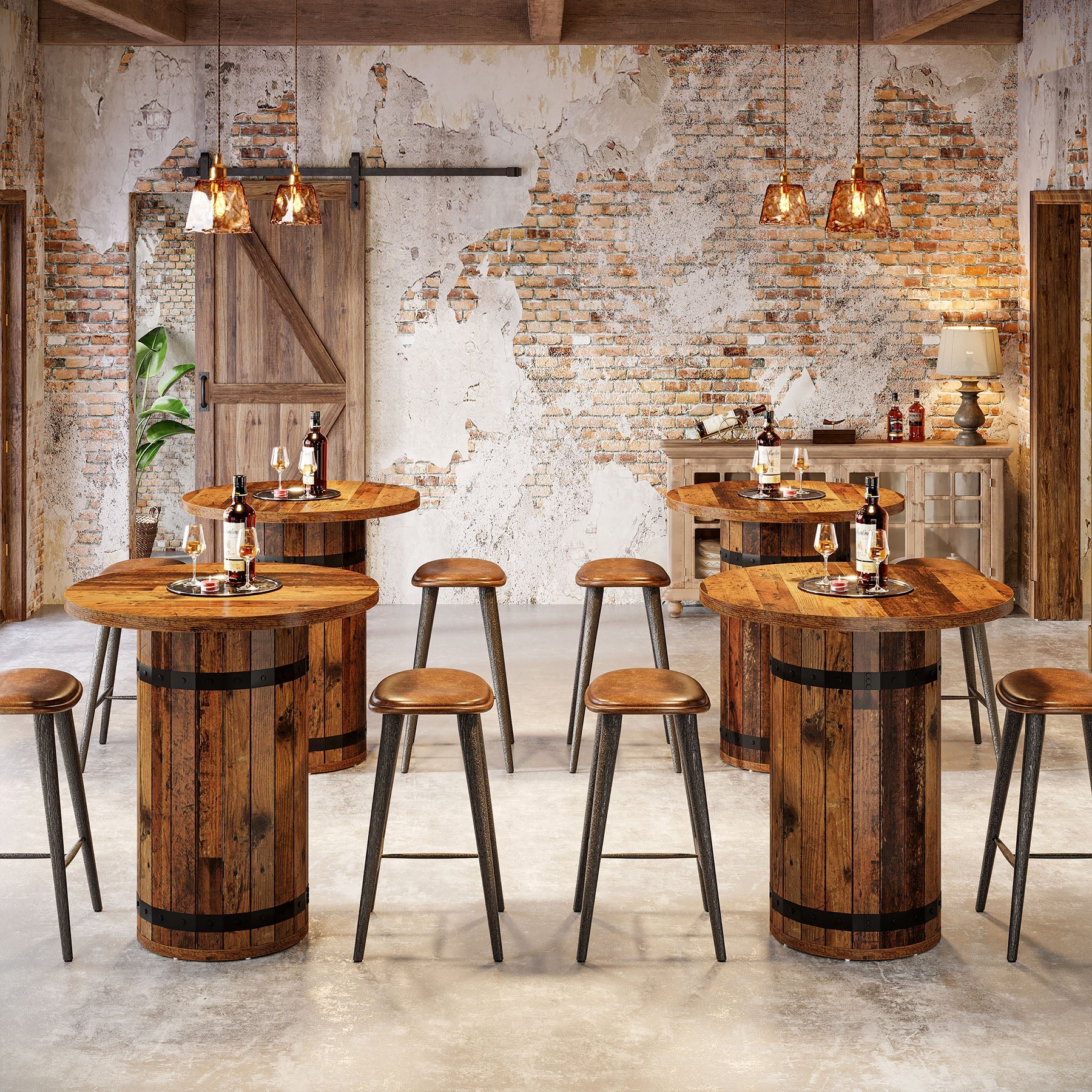 TribesignsTable de bar ronde  de 100 cm, Table bistro pour cuisine et salon