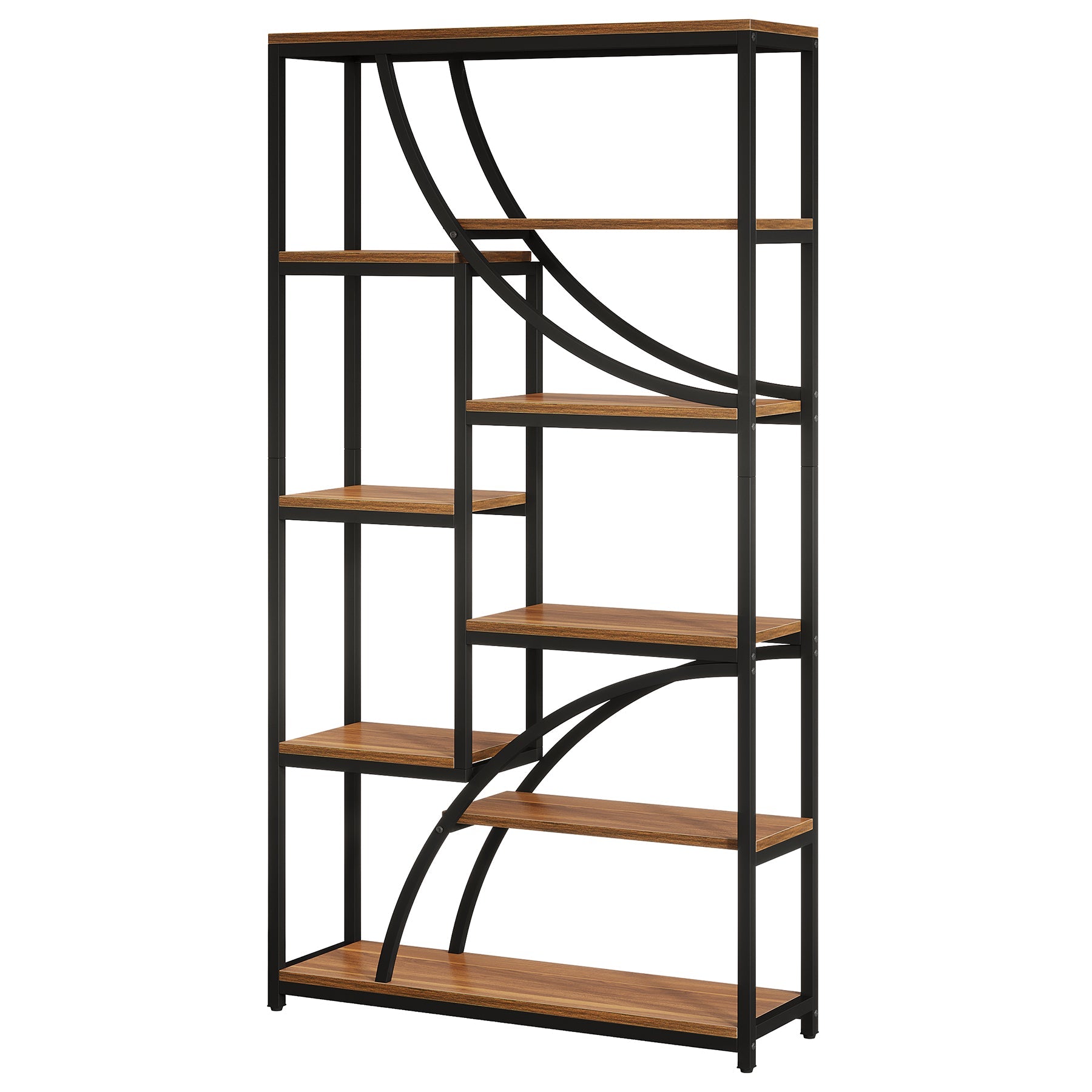 Tribesigns Bibliothèque de style industriel de 180 cm, Étagère métallique à 9 niveaux avec design géométrique