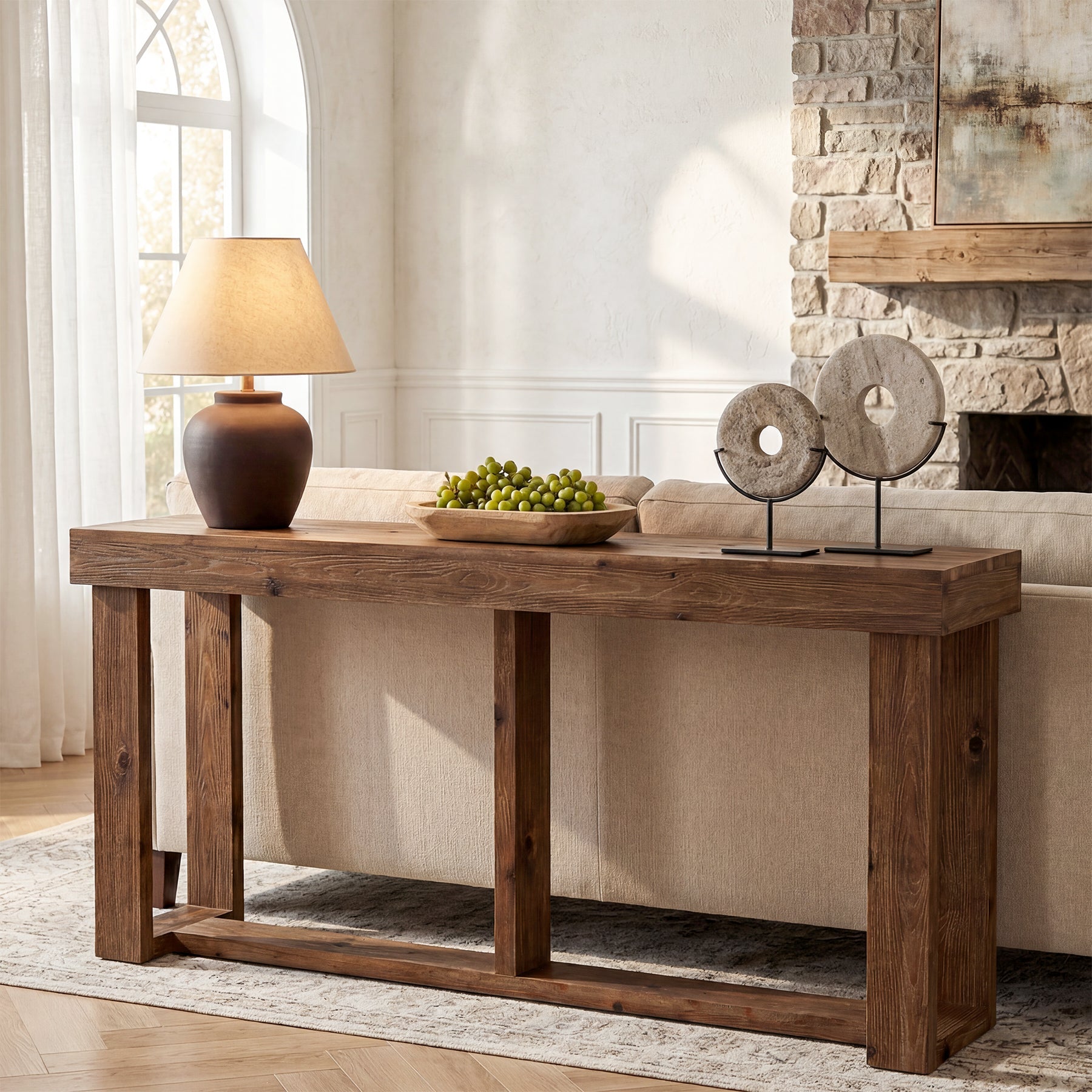 Tribesigns Console en bois massif de 160 cm, Table d'entrée étroite de style champêtre pour le hall d'entrée et le salon.