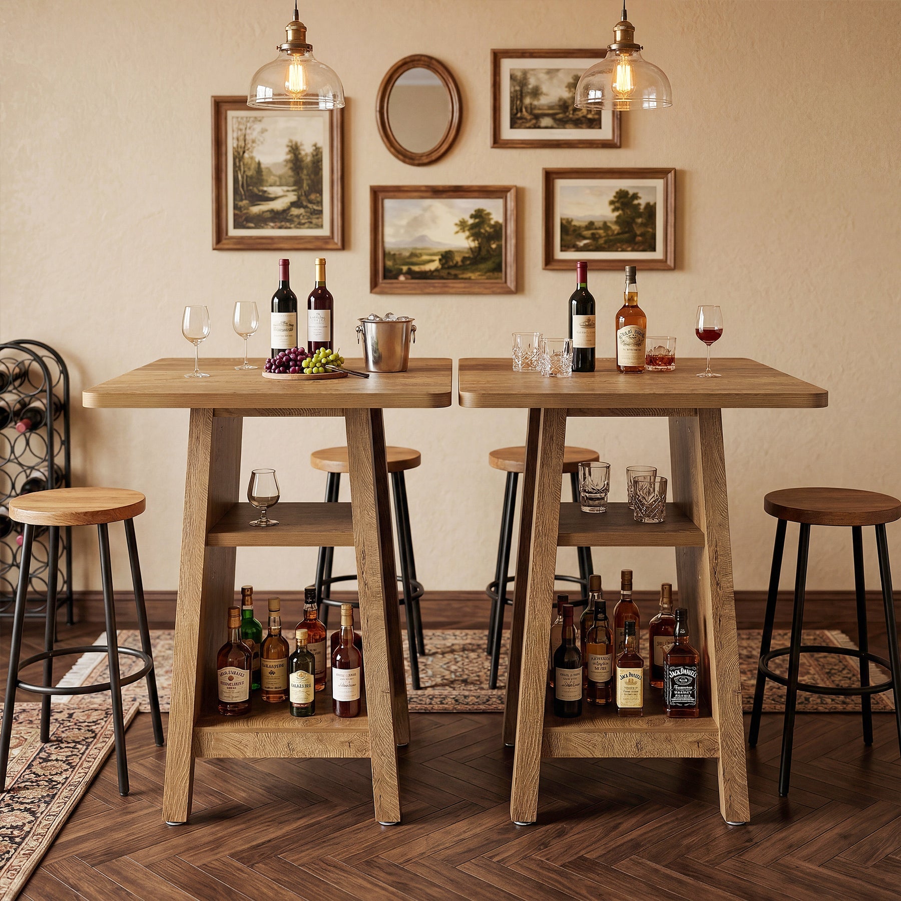 Tribesigns Table de bar de 90 cm de haut, Table de bar carrée avec 2 étagères pour le secteur de l'hôtellerie-restauration