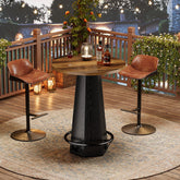Tribesigns Table de bar ronde de 100 cm pour 2 personnes, Table à manger industrielle avec repose-pieds 3
