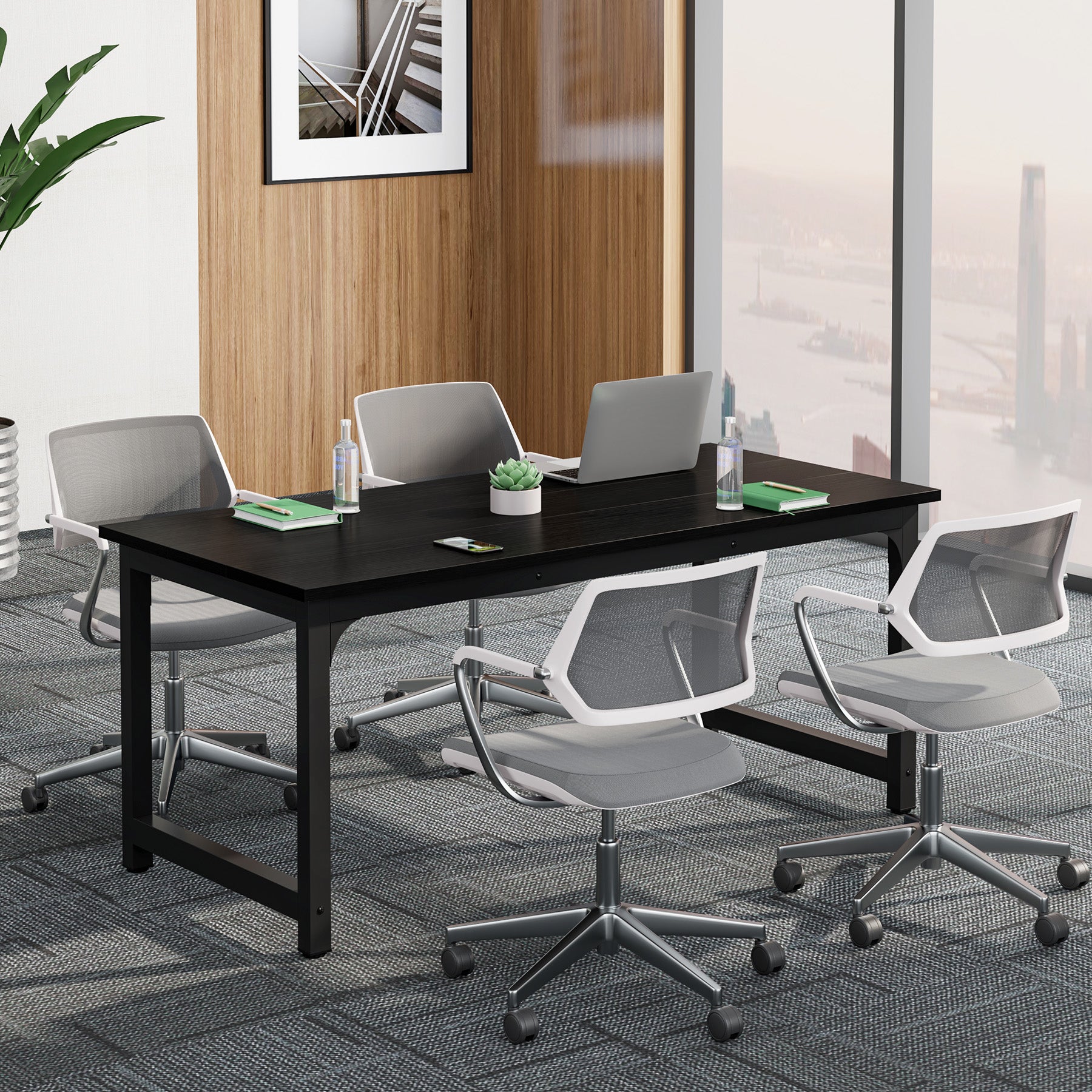 Tribesigns Bureau télétravail,  Bureau en bois et métal Bureau d'ordinateur grand et moderne