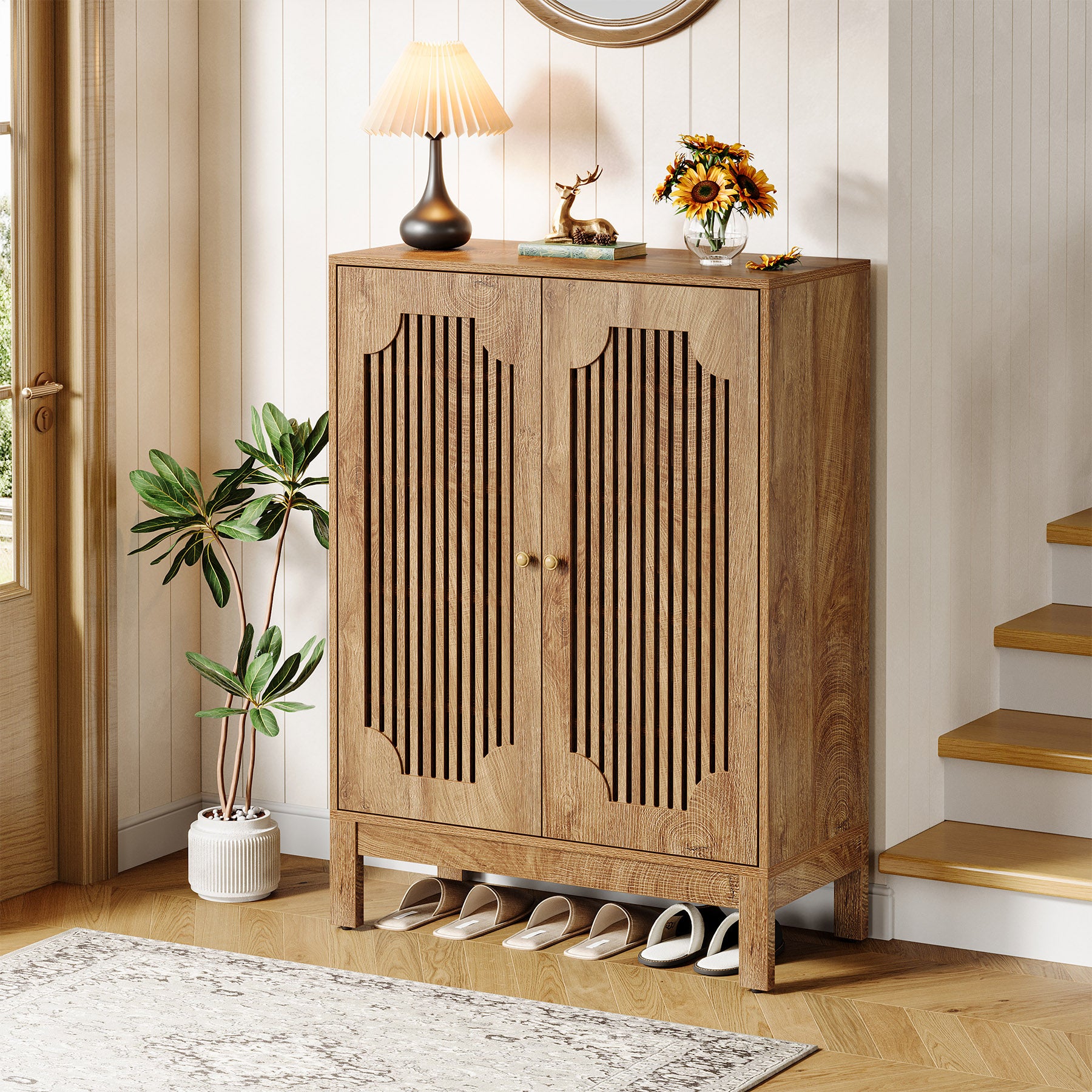 Tribesigns Meuble à Chaussures à 6 Niveaux avec Portes, Organiseur de Chaussures en Bois