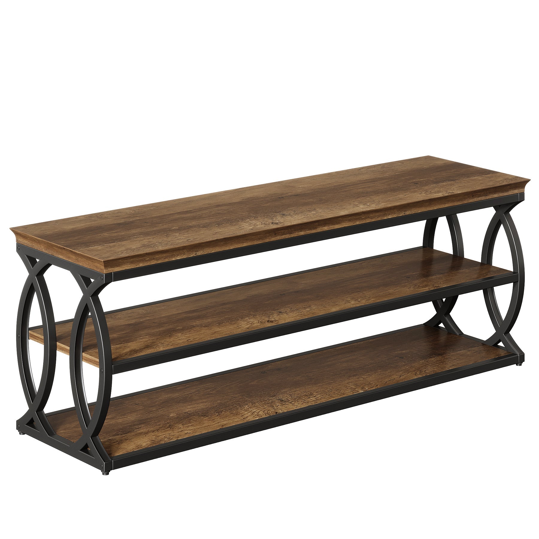 Banc à chaussures avec rangement (120 cm), Meuble à chaussures 3 niveaux avec assise (style industriel et ferme)