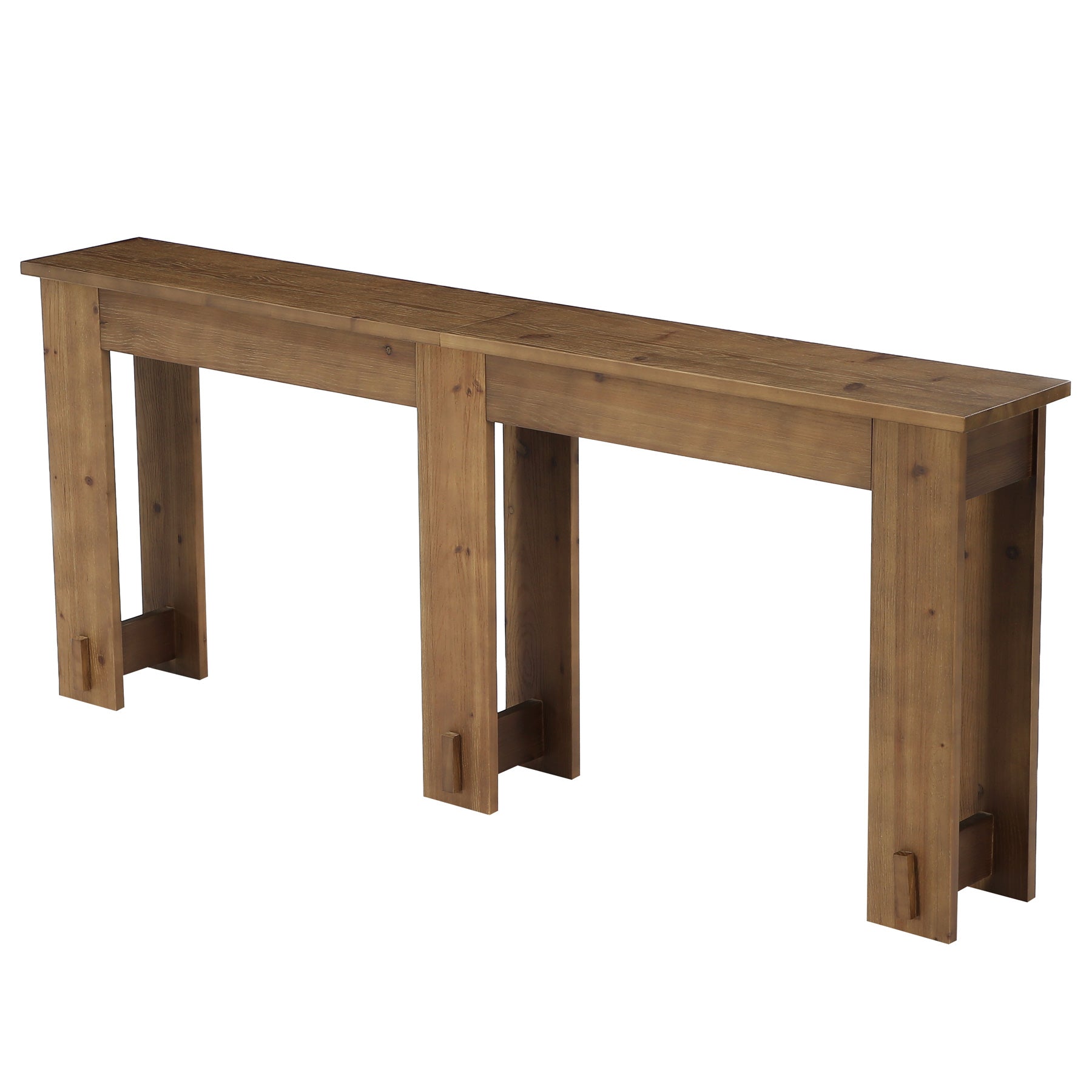 Console en bois massif de 200 cm, Table-banc extra longue en pin à 6 pieds