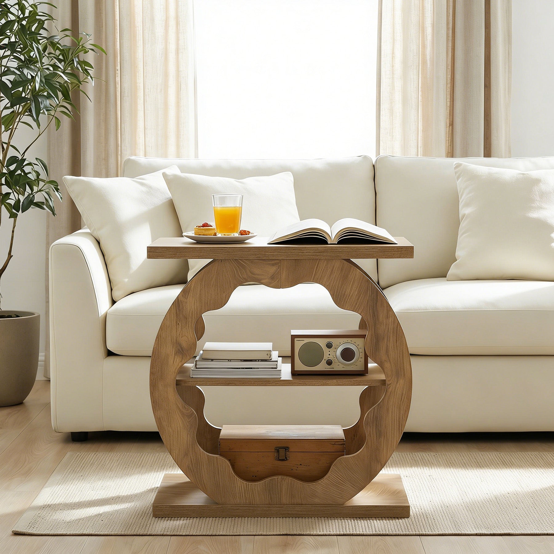 Tribesigns Table d'appoint étroite avec 3 niveaux de rangement, Petite table de chevet pour canapé et chambre