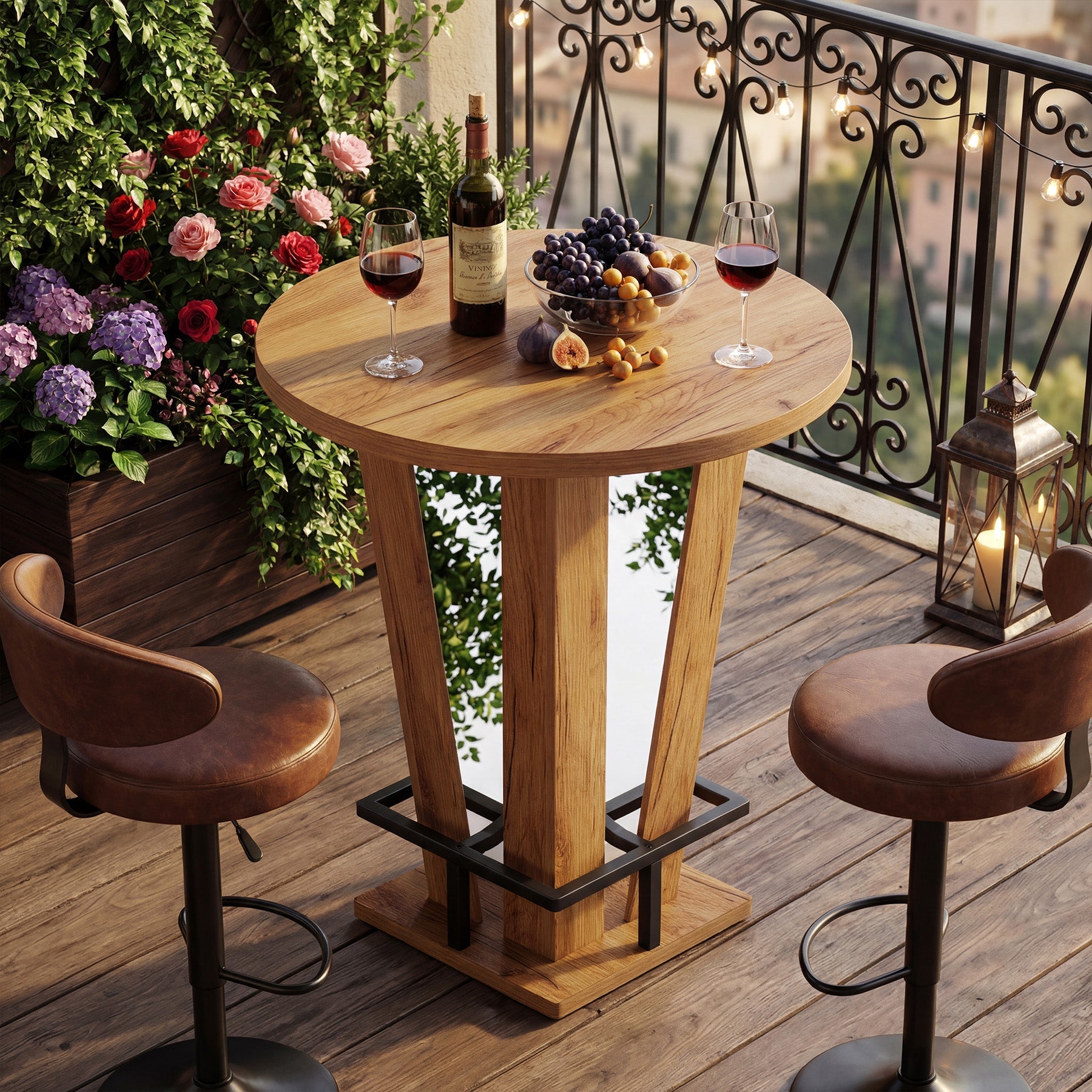 Tribesigns Runder Stehtisch 80 cm Ø im modernen Bar-Design, High Top Bistrotisch mit Metall-Fußstütze