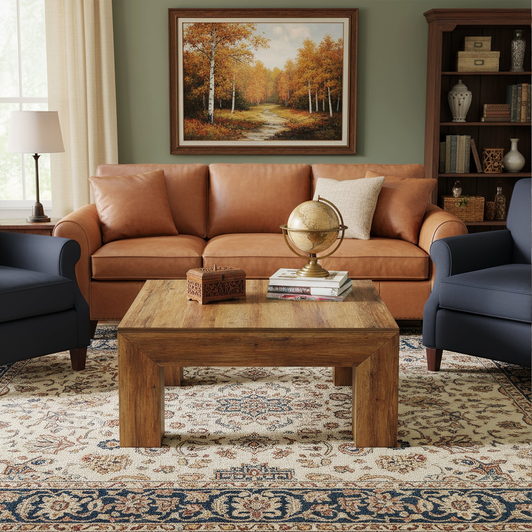 Tribesigns Table Basse Carrée pour Salon 100 x 100 x 50 cm, Table de Salon Bois Table d'appoint Farmhouse