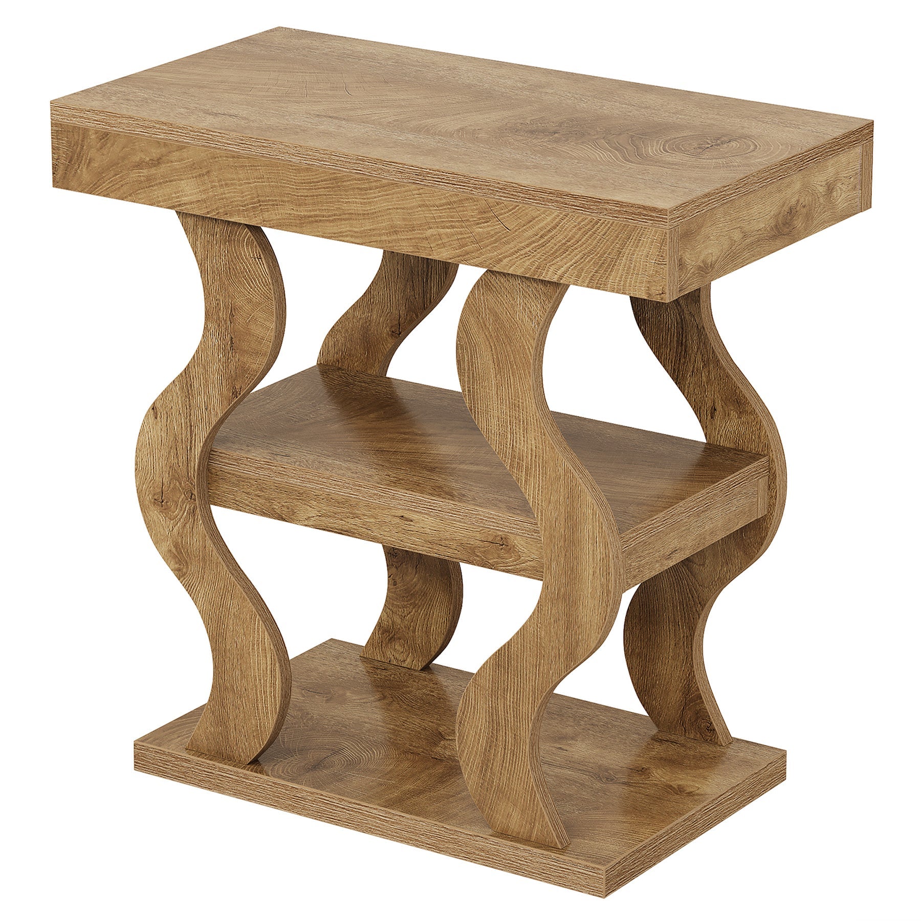 Tribesigns Table d'appoint style campagne 61 cm, Table de chevet étroite à 3 niveaux avec rangement