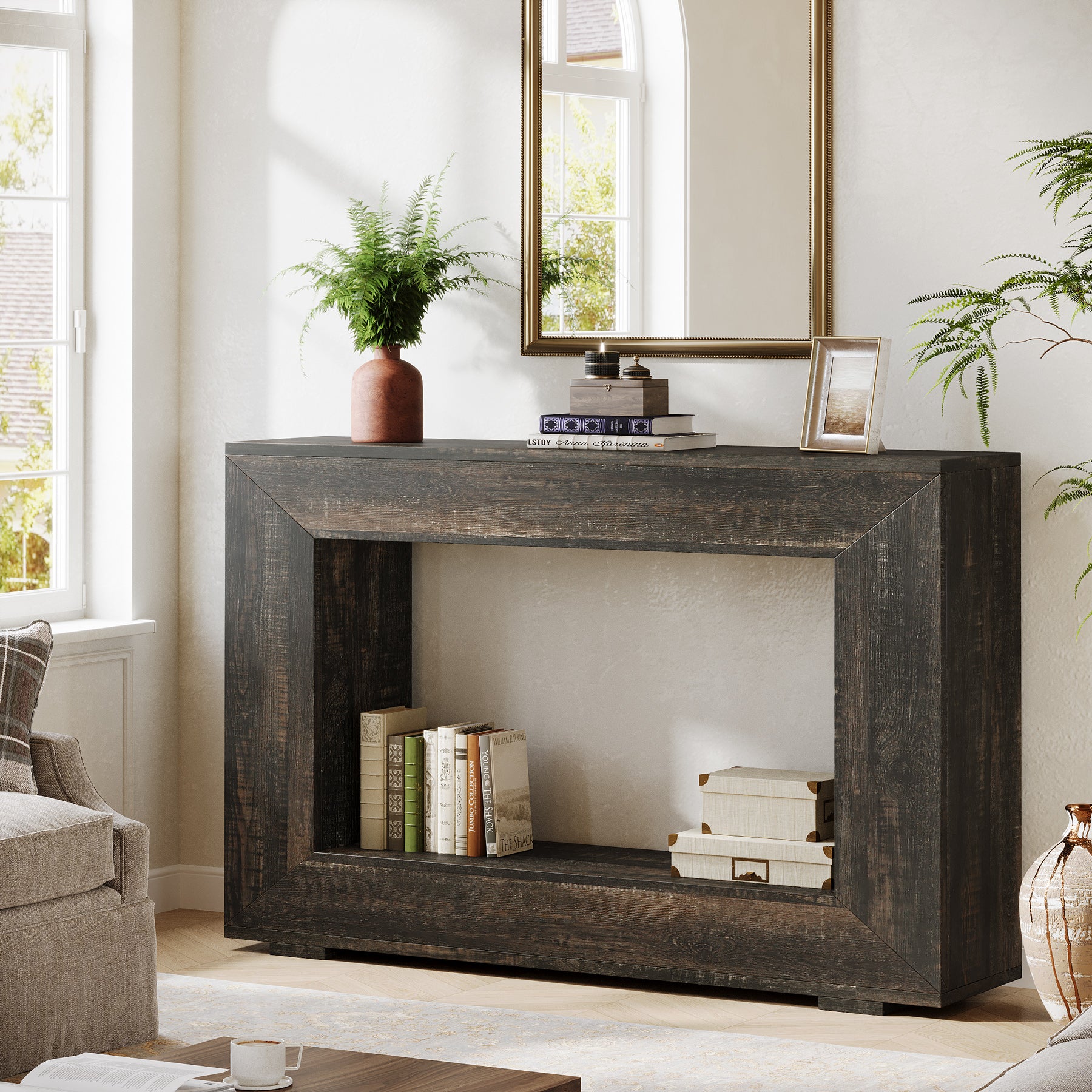 Tribesigns Console de style maison de campagne, Table basse en bois pour l'entrée