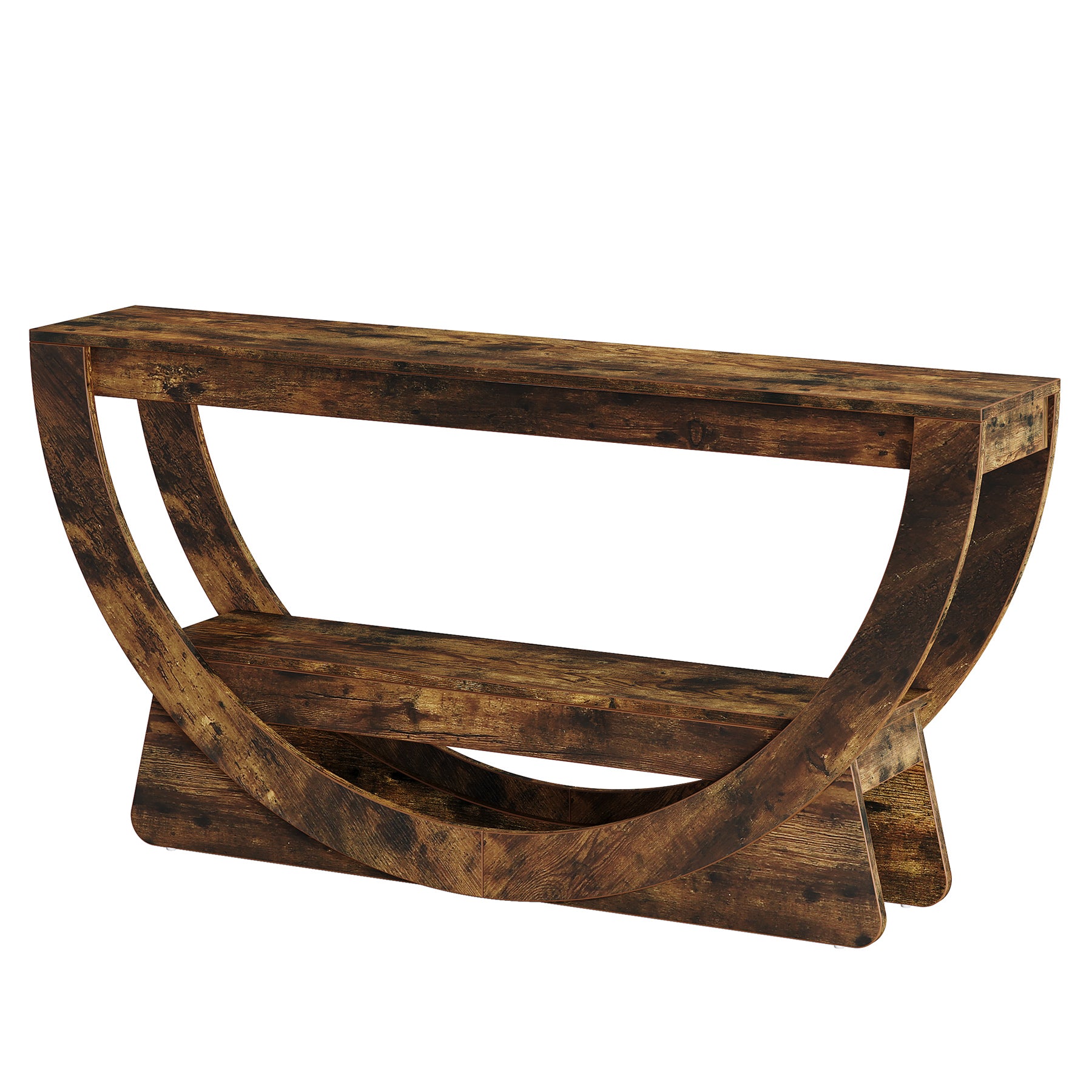 Tribesigns Table Console 160 cm, Industrielle Table d'entrée à Deux Fermier avec étagères de Rangement