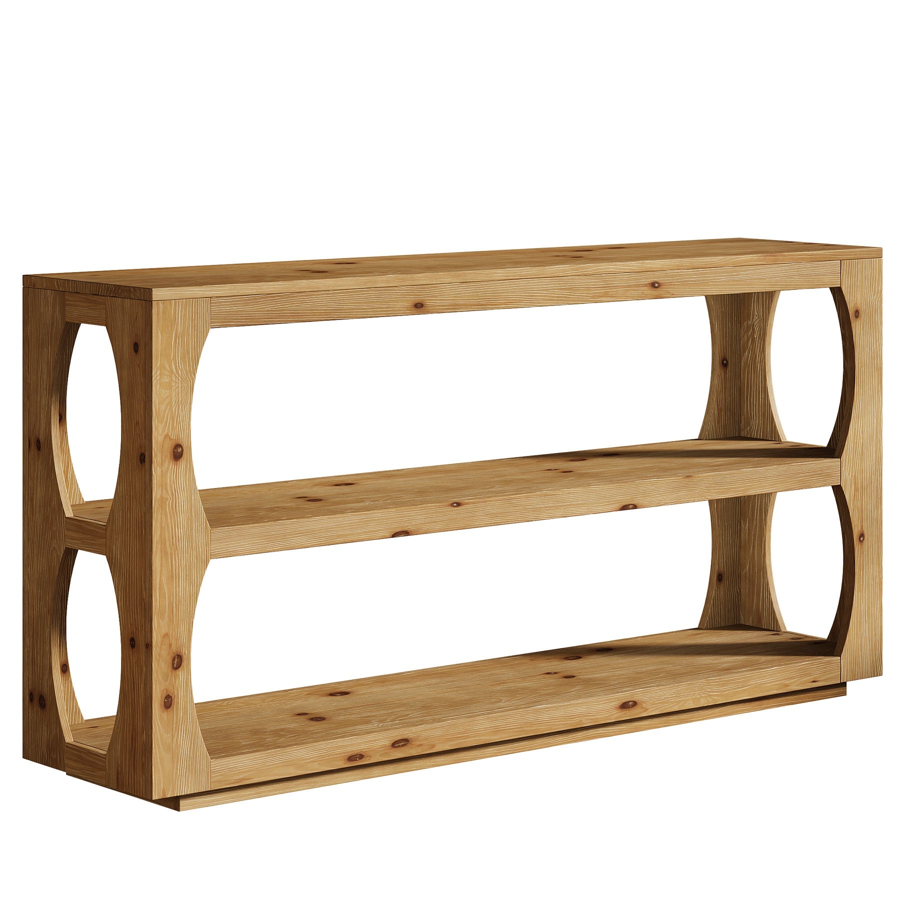 Tribesigns Console de 160 cm en sapin massif, Table d'entrée étroite à 3 étagères style champêtre