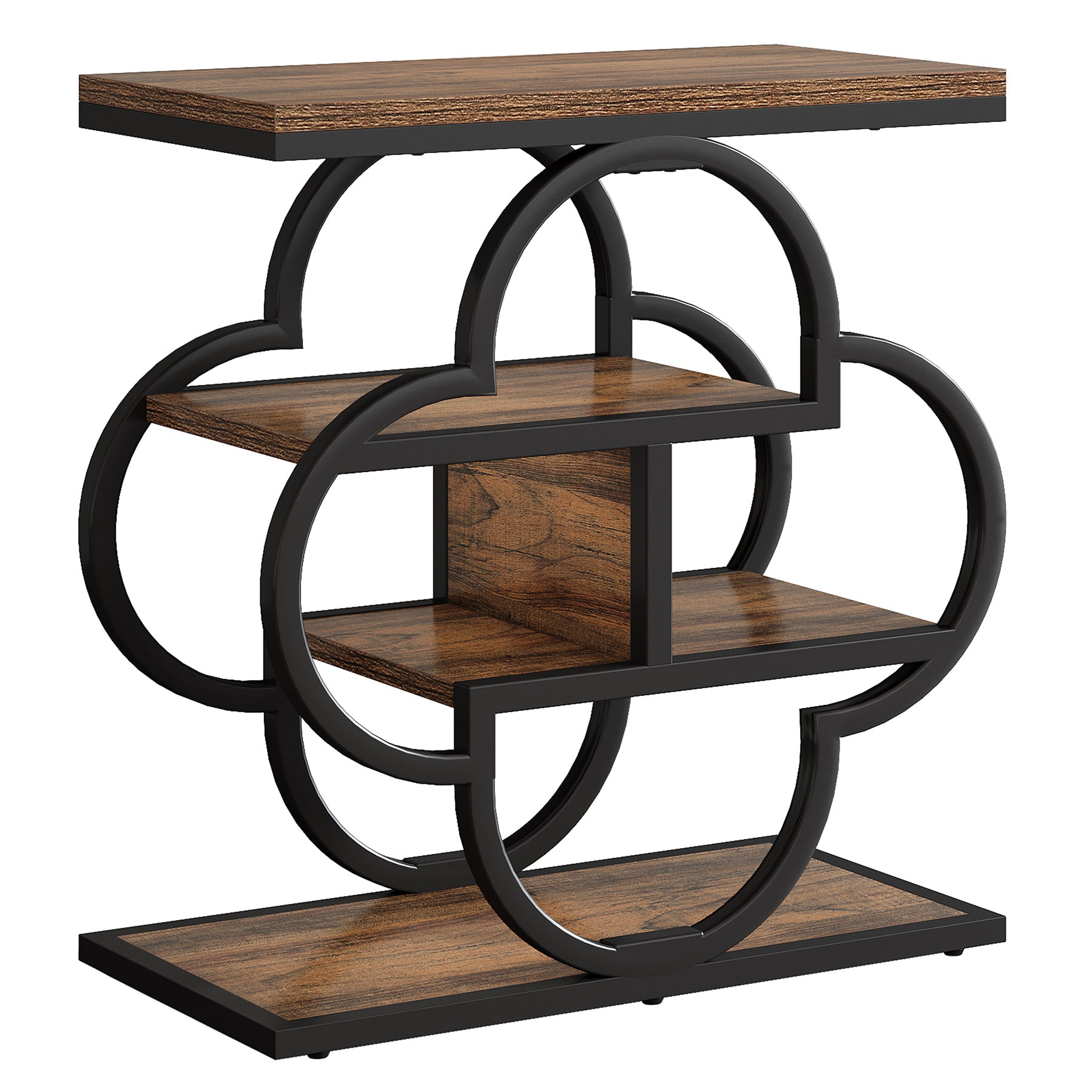 Tribesigns Table d'appoint étroite, Petite Table d'appoint en Bois à 4 Niveaux avec Cadre en métal incurvé