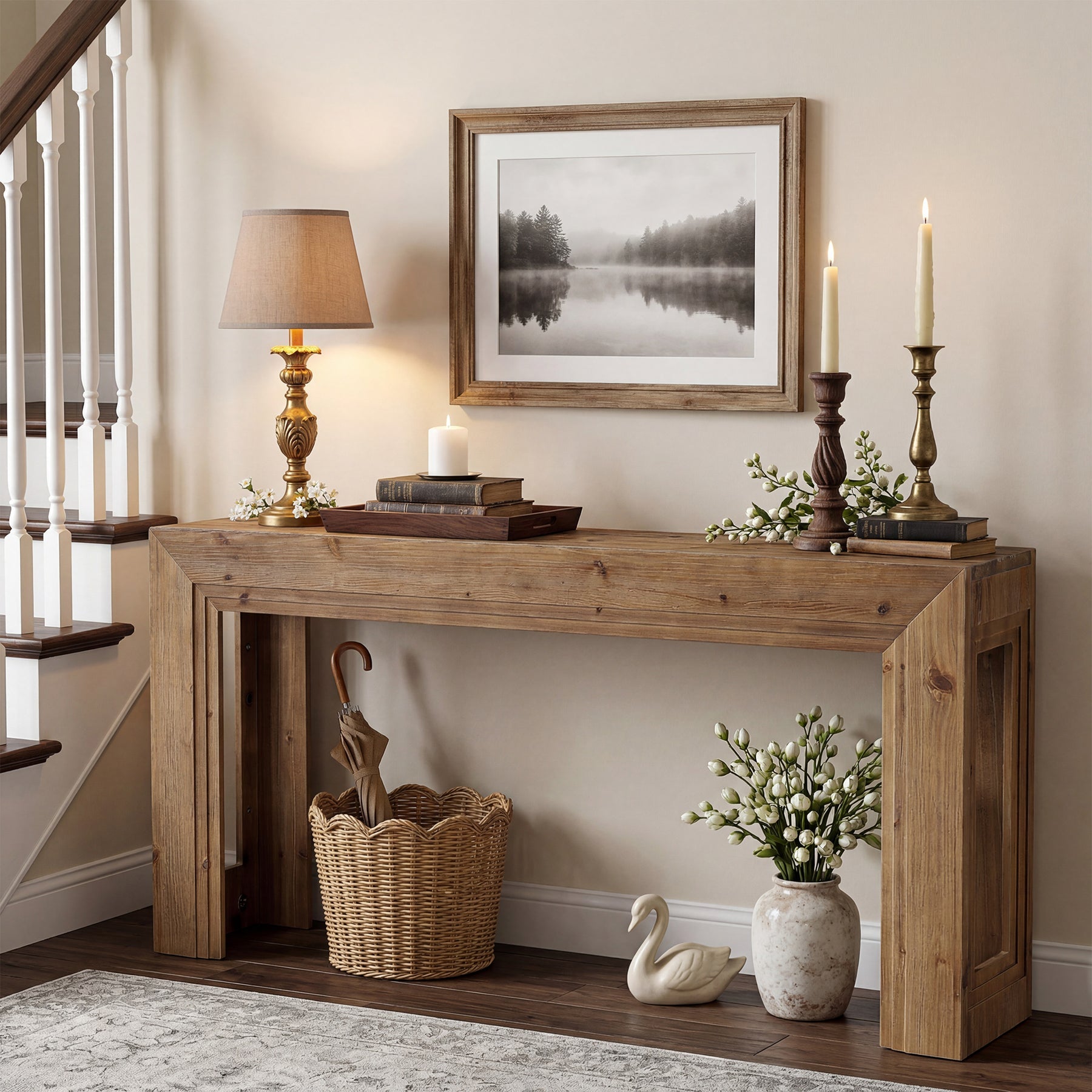 Tribesigns Console étroite de 160 cm, Table d'appoint à deux niveaux avec espace de rangement pour salon et entrée