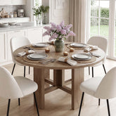 Tribesigns Table à manger ronde 120 cm pour 4 à 6 personnes, Table de cuisine moderne 3