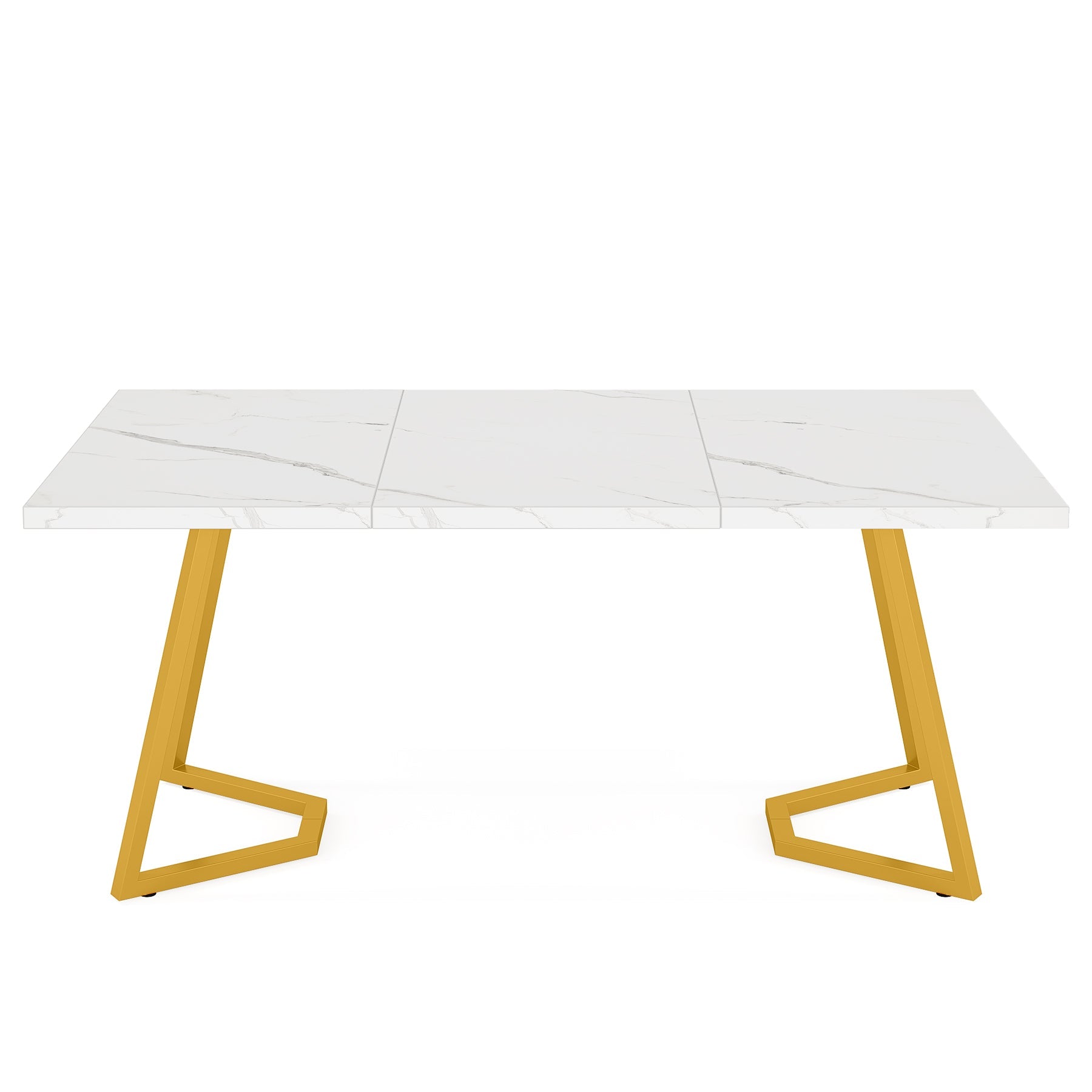 Tribesigns Table à manger moderne, Table de cuisine avec pieds en métal doré pour 6 personnes