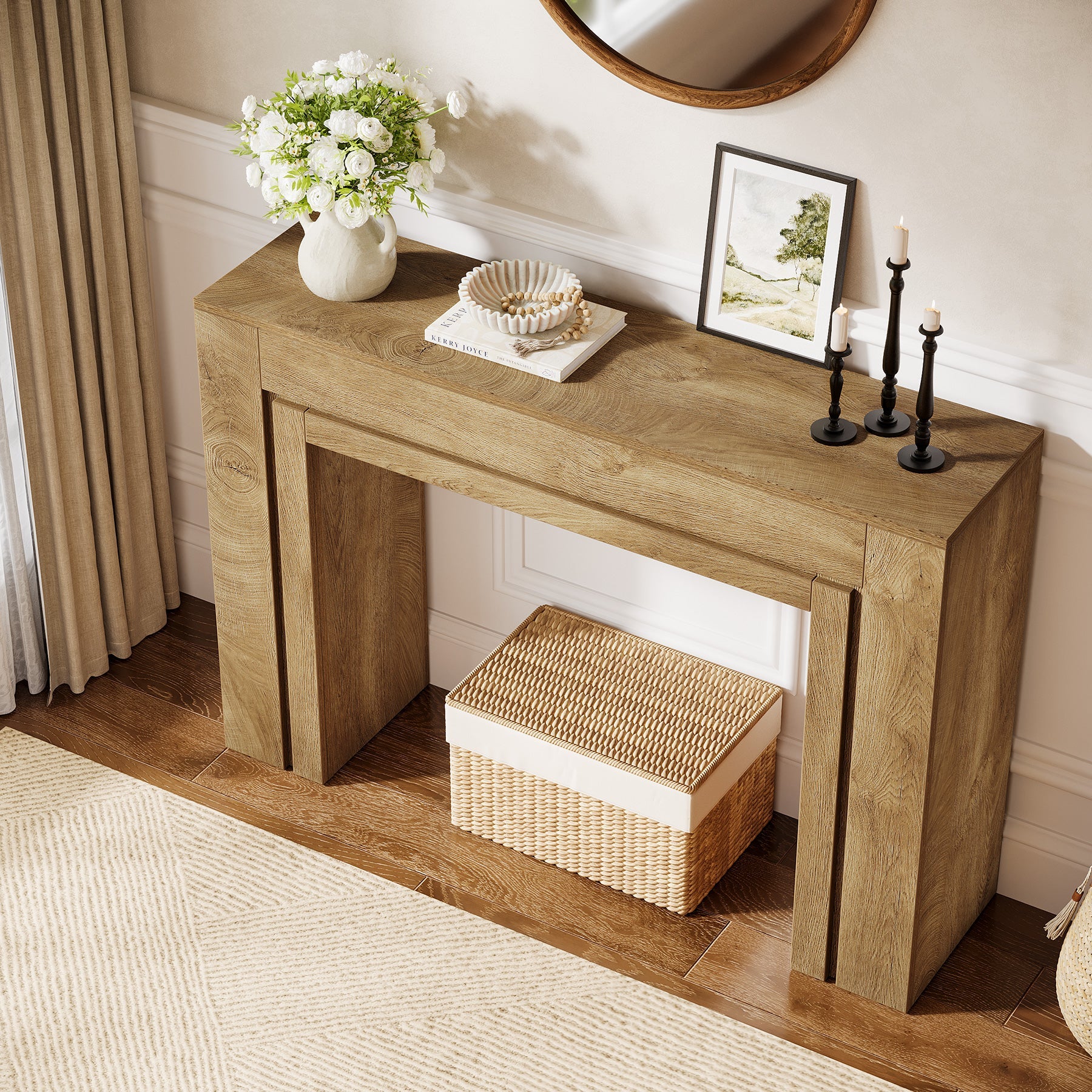 Tribesigns Console étroite (105 cm), Table d'entrée moderne avec piètement double solide