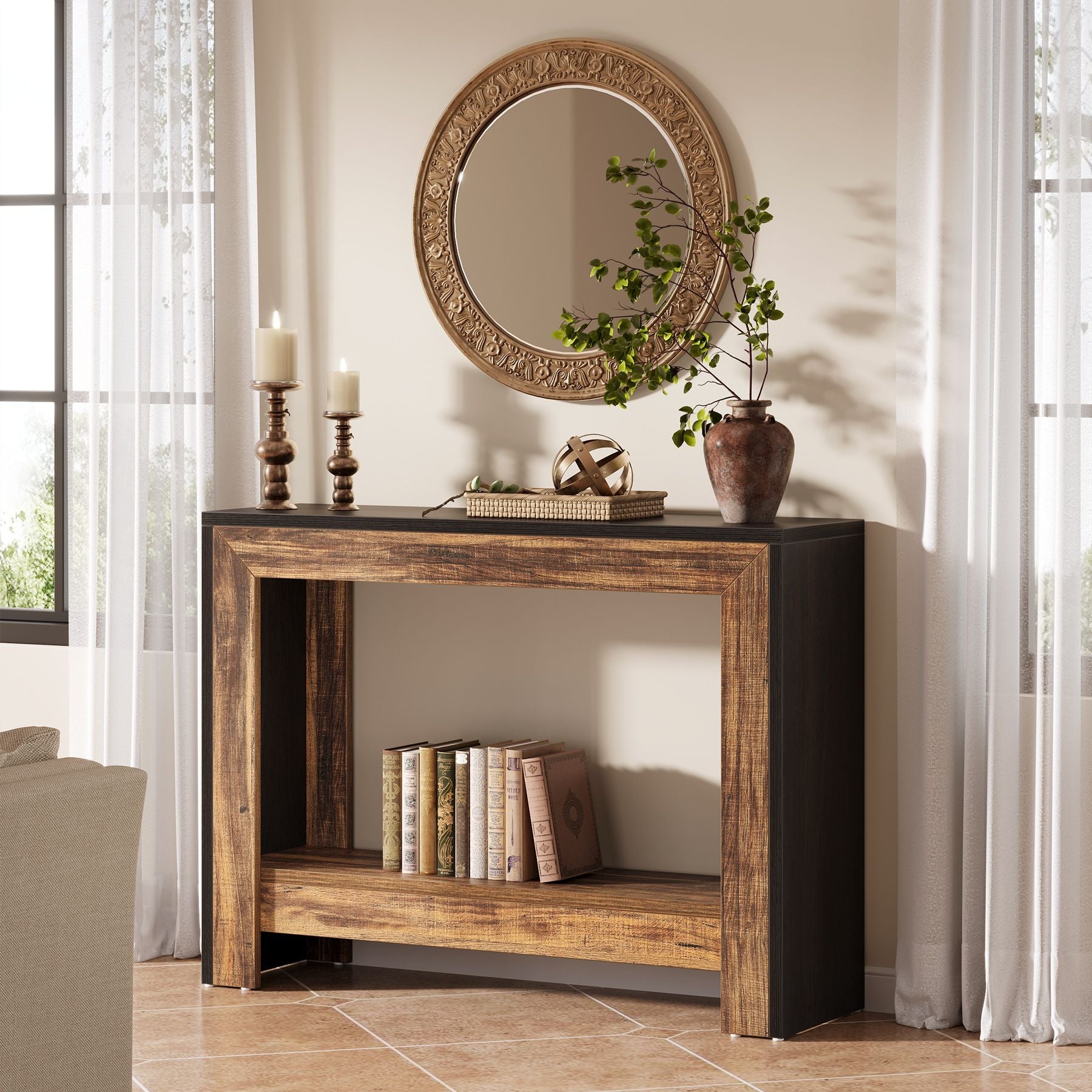 Tribesigns Table console rectangulaire en bois, Table d'entrée géométrique simple pour le couloir