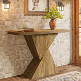 Tribesigns Console géométrique de 105 cm, Table-banc étroite de style campagnard 3