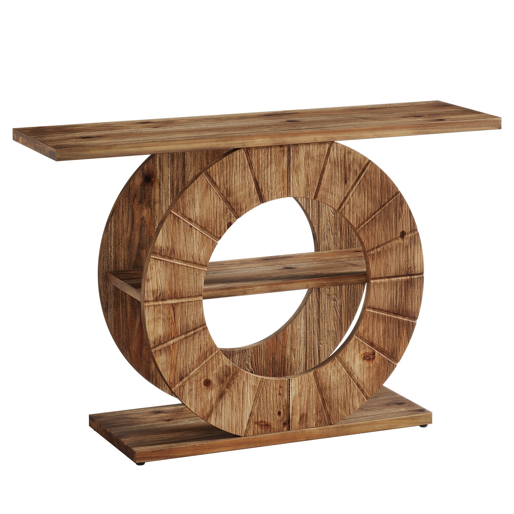 Tribesigns Console en bois massif de 105 cm avec 3 étagères, Console étroite de style champêtre