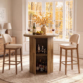 Tribesigns Table de bar ronde de 80 cm avec espace de rangement, Table haute avec meuble intégré de style champêtre 3