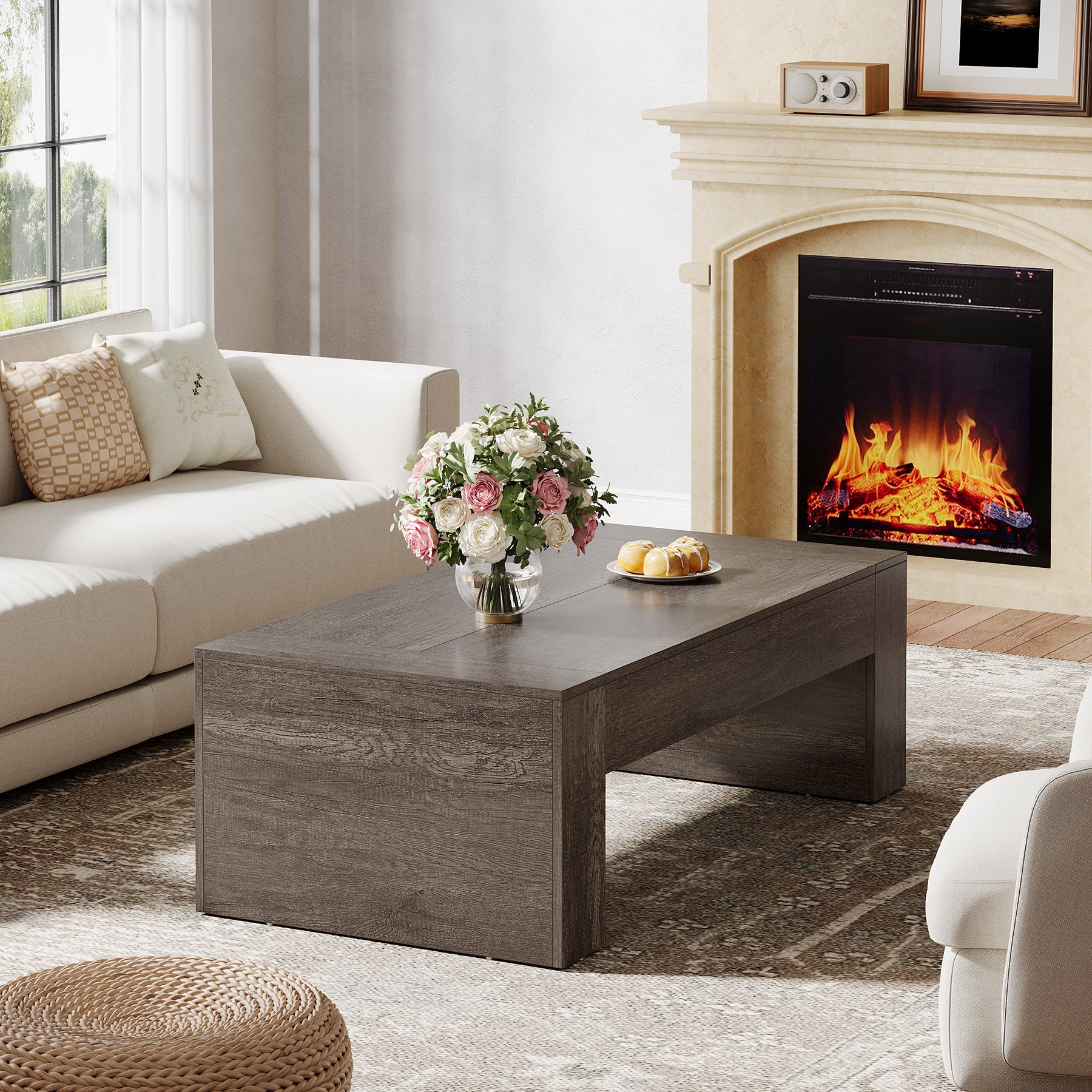 Tribesigns Table Basse Rectangulaire pour Salon, 130 x 70 x 45 cm, Table de Salon Bois