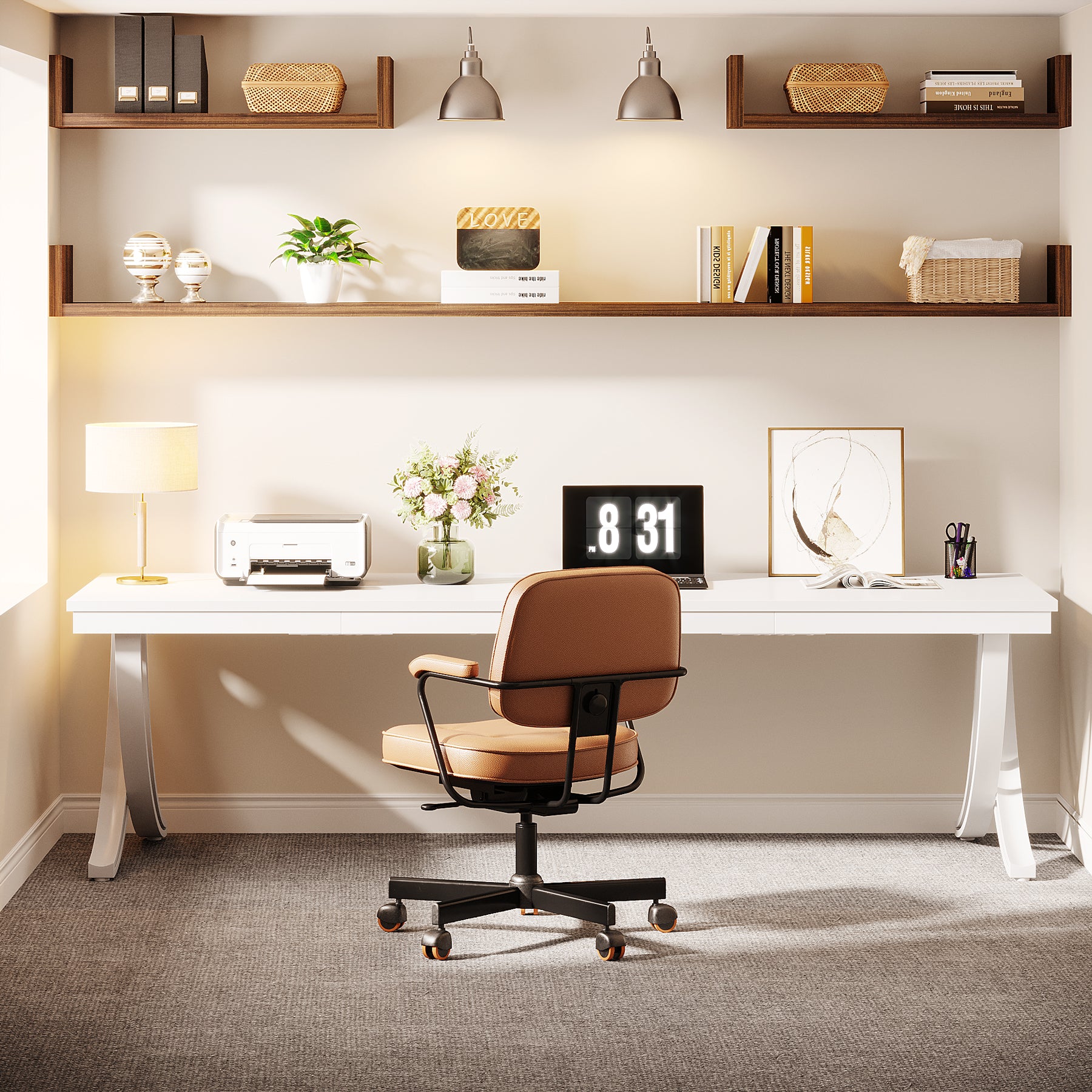 Tribesigns Bureau informatique, Double bureau long Table d'ordinateur pour deux