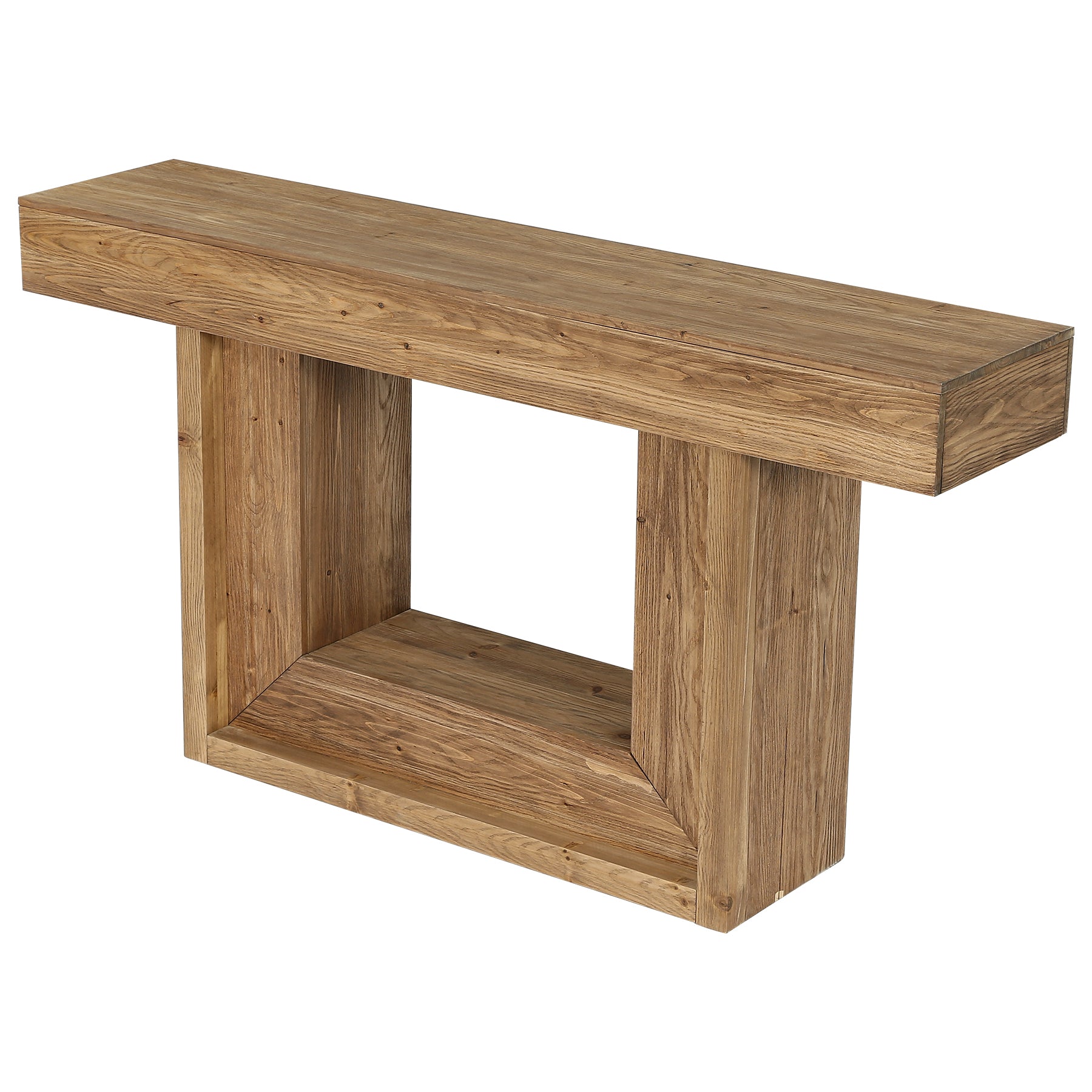 TribesignsConsole étroite en bois massif de 160 cm, Style campagne avec piètement en U et étagère