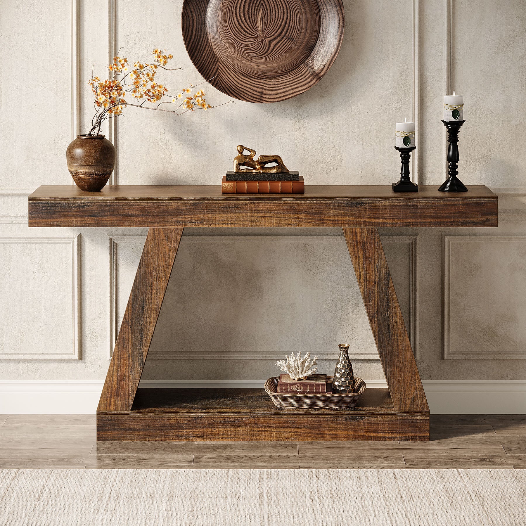 Tribesigns Table console industrielle de 140 cm pour entrée, Table basse de couloir