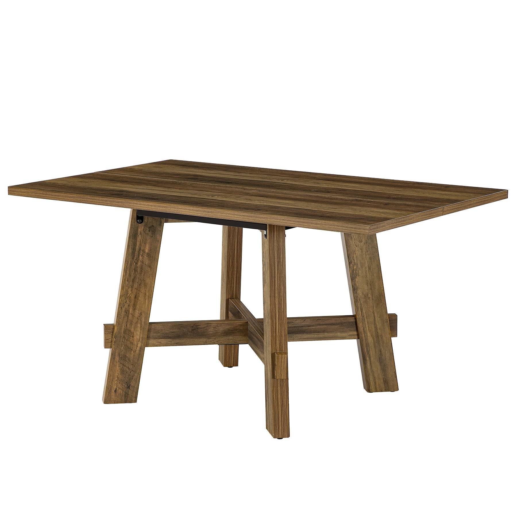 Tribesigns Table de salle à manger rustique de 140 cm pour 4 personnes avec traverse, Table de cuisine en bois pour appartement et salle à manger