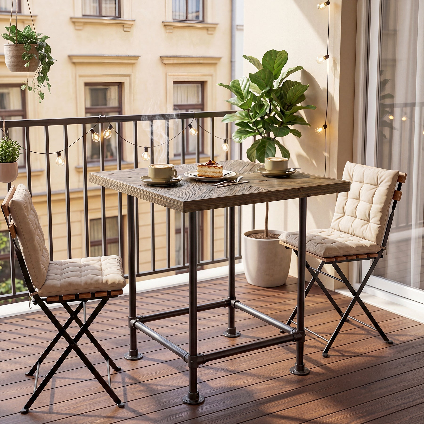 Tribesigns Table de bar de 90 cm de haut, style industriel avec plateau en bois massif