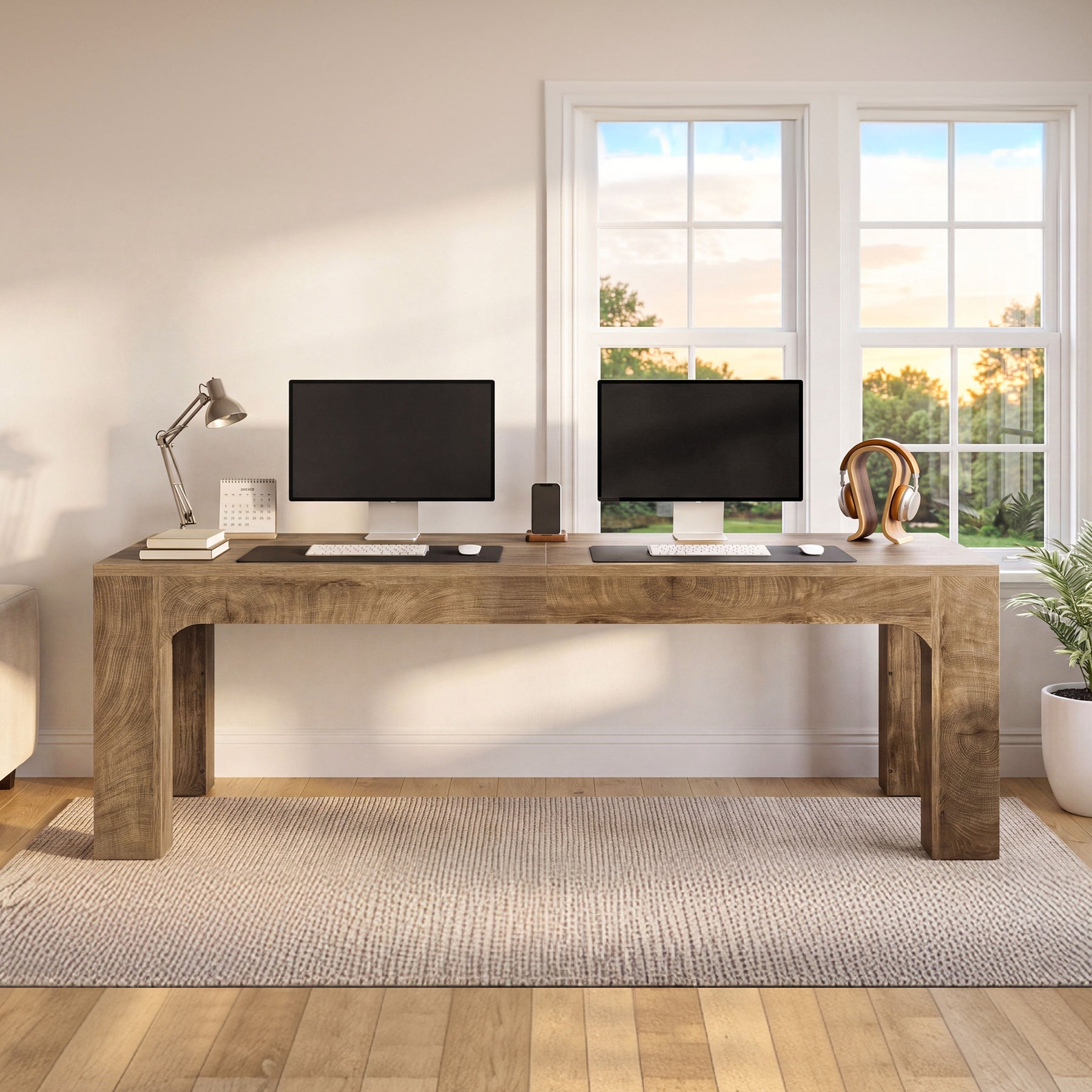Bureau pour 2 personnes 180 cm, Bureau double pour bureau à domicile et bureau