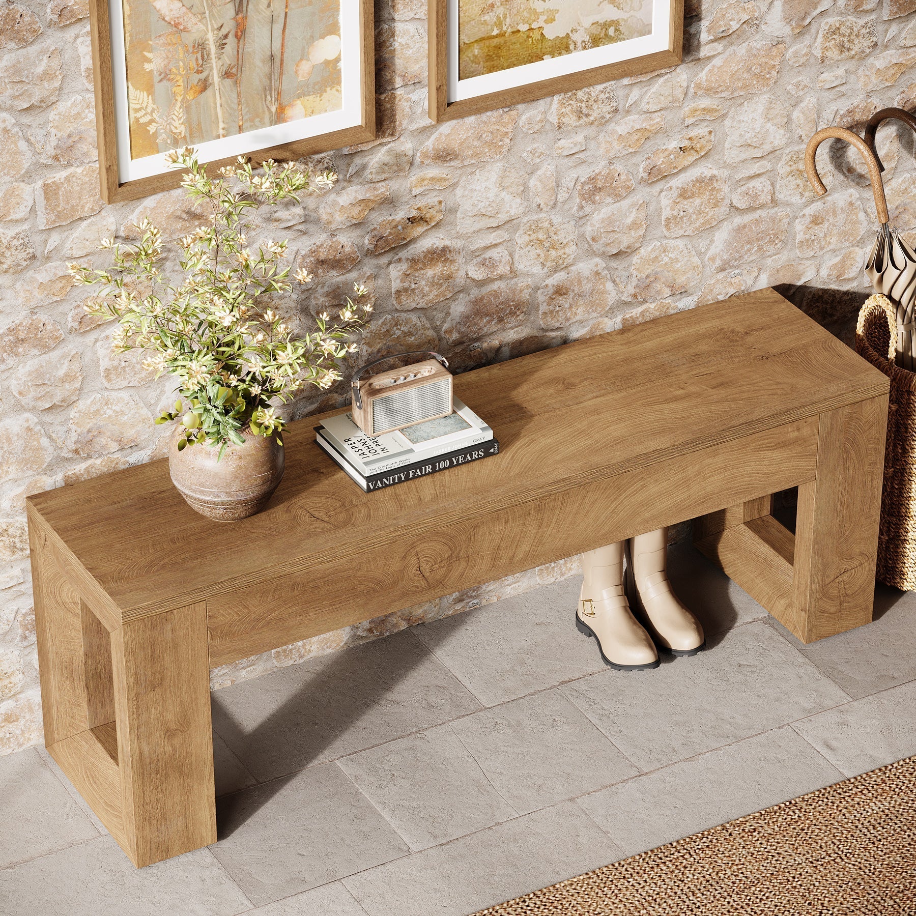 Tribesigns Banc de style campagnard de 120 cm, Utilisable comme banc de salle à manger ou de chambre en MDF