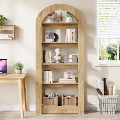 Tribesigns Bibliothèque 5 niveaux 180 cm, Bibliothèque en bois en forme d'arche