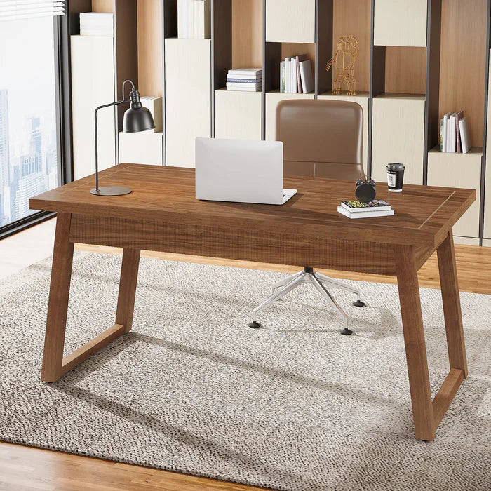 Tribesigns Bureau d'ordinateur en bois de 140 cm, Table de travail moderne du milieu du siècle avec tiroir