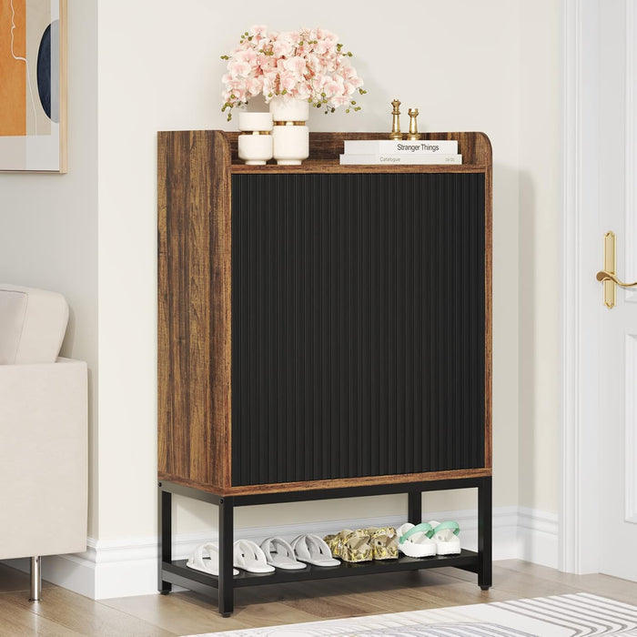 Tribesigns Armoire à chaussures avec portes, Meuble à chaussures en bois à 5 niveaux