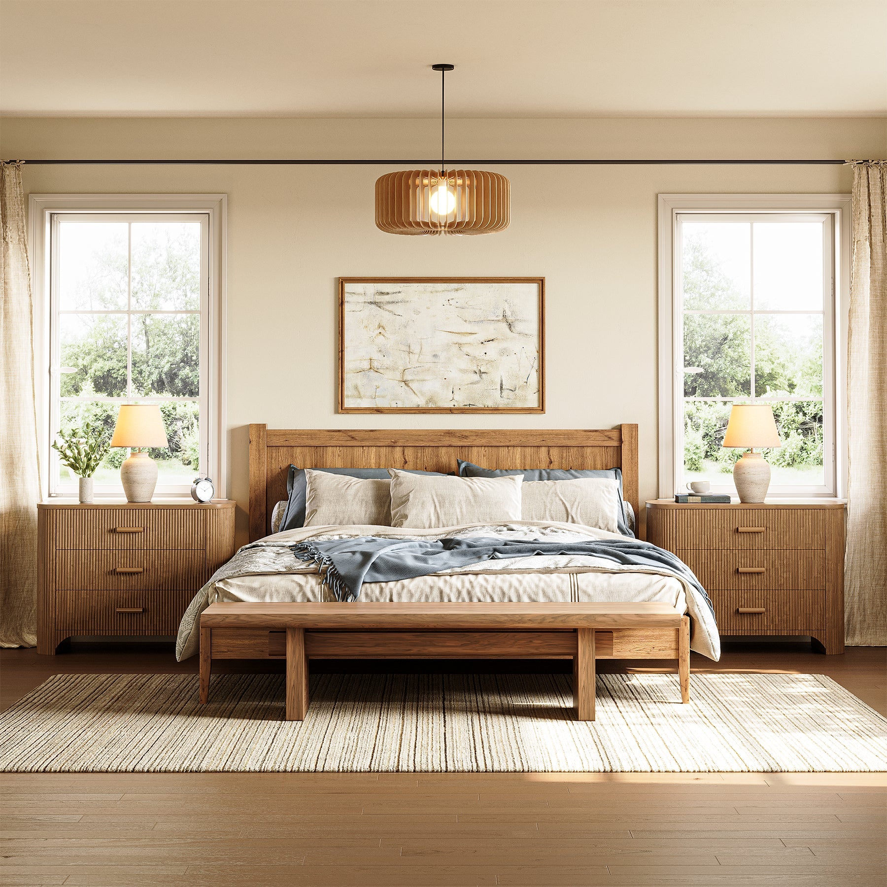 Tribesigns Table de chevet large à 3 tiroirs, Grande table d'appoint de style moderne du milieu du siècle