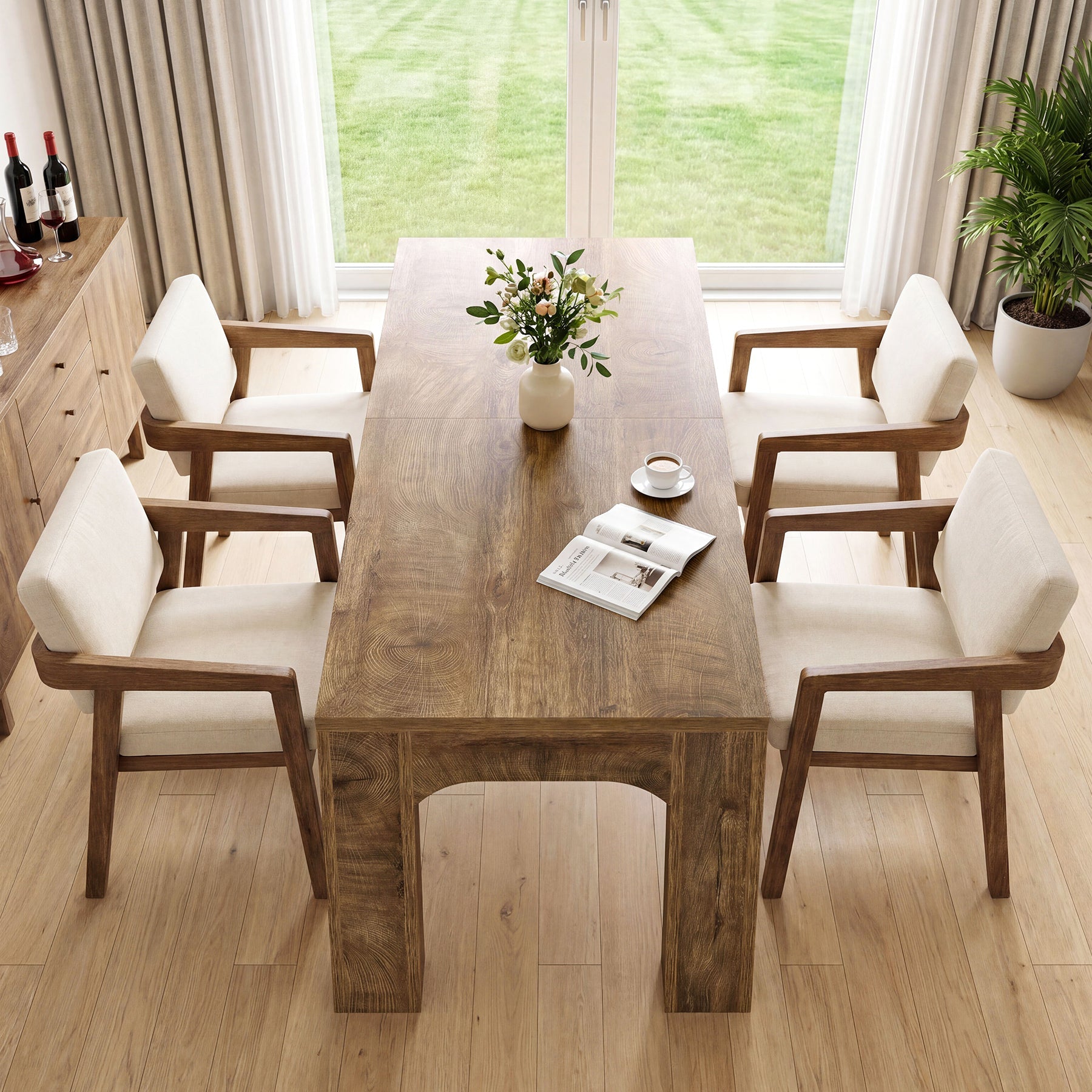 Tribesigns Table de salle à manger rectangulaire de 180 cm pour 4 à 6 personnes de style campagnard avec pieds robustes