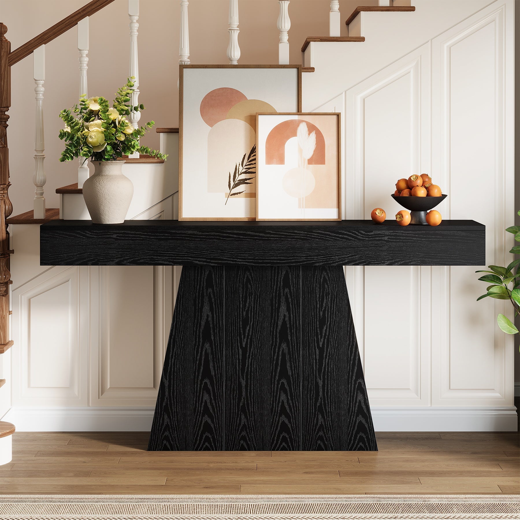 Tribesigns Console de 160 cm, Table d'entrée étroite de style campagnard avec piètement trapézoïdal