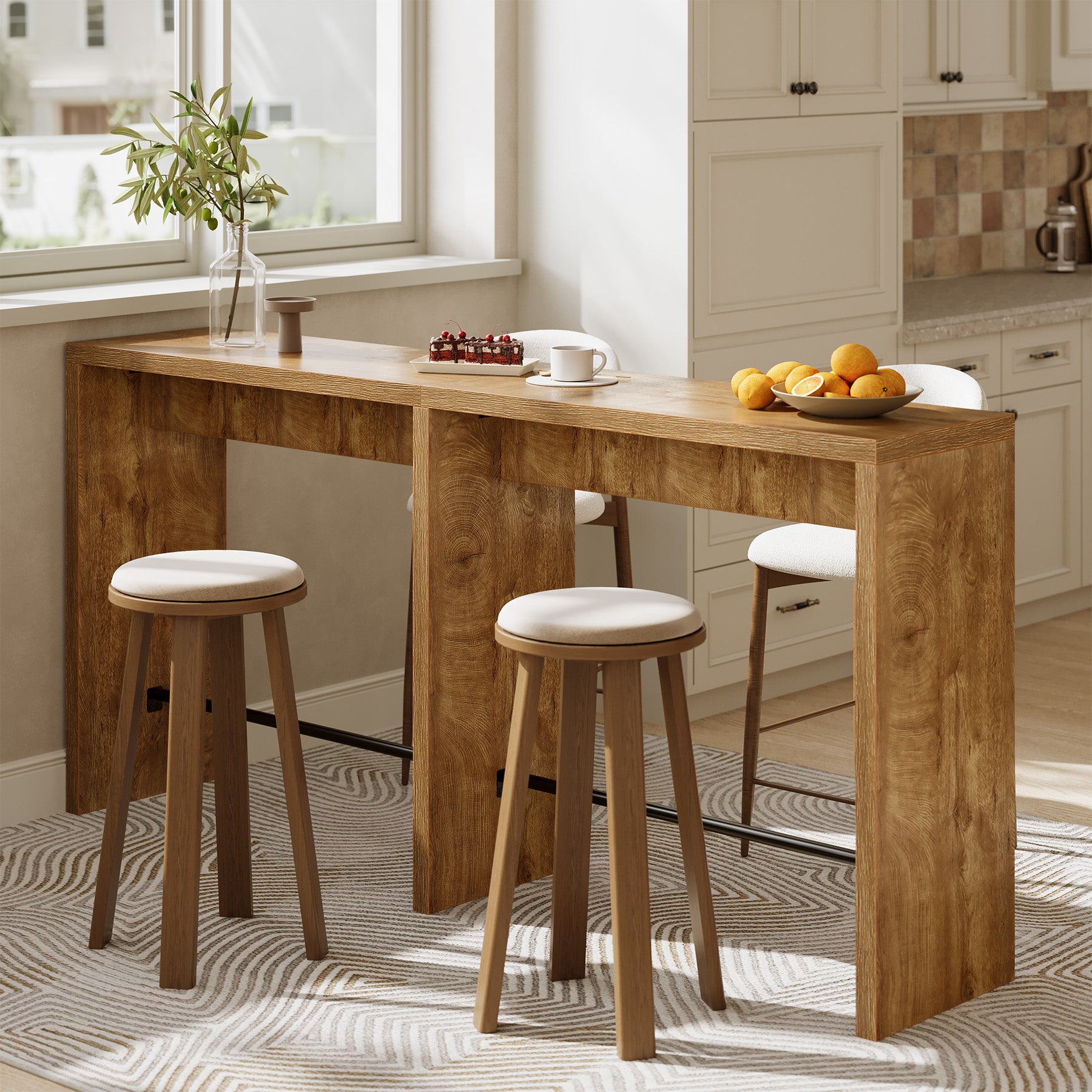 Tribesigns Bartisch 200 cm für 4–6 Personen, Stehtisch 95 cm hoch mit Metall-Fußstütze für Küche, Esszimmer & Bar