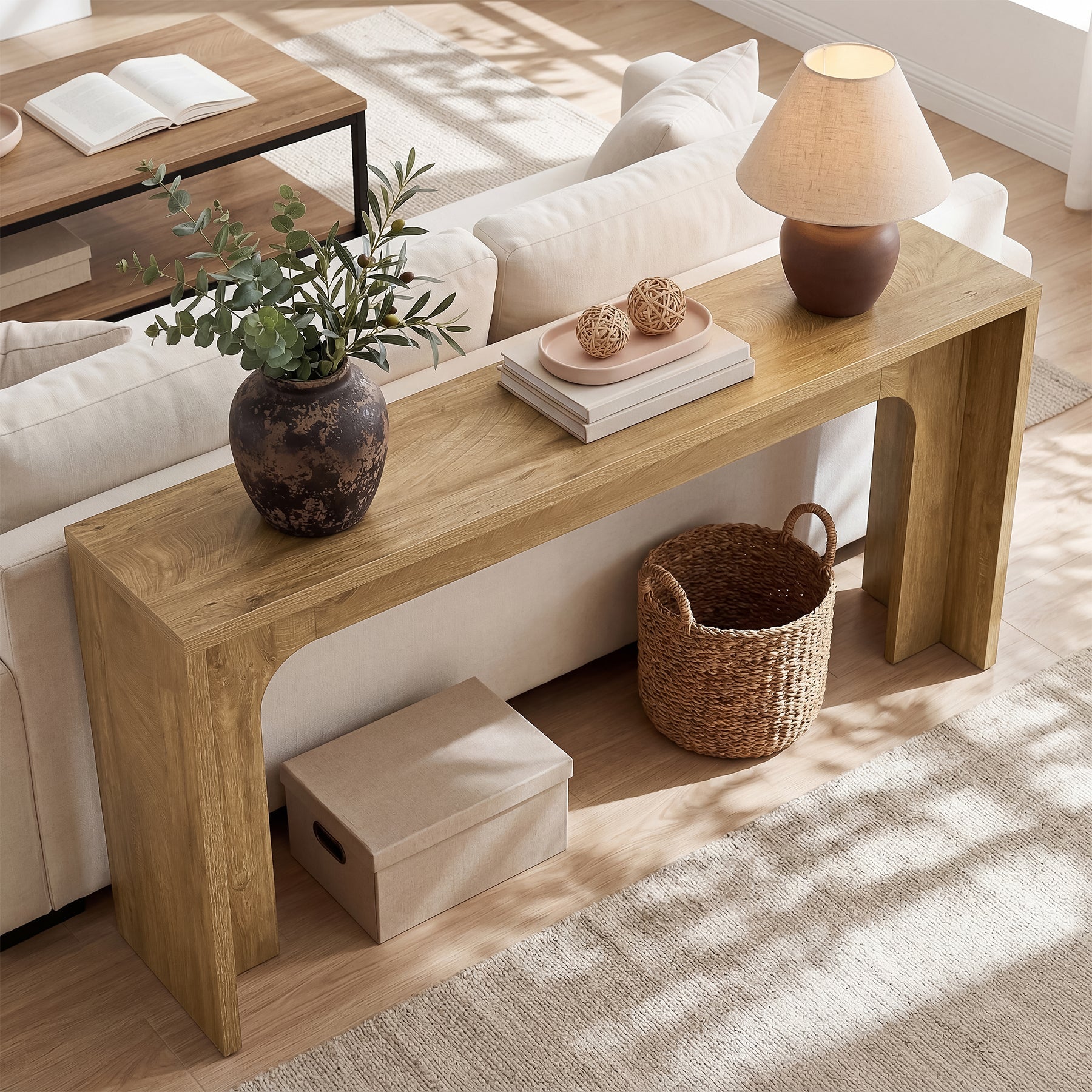 Tribesigns Console étroite de 160 cm, Table d'entrée minimaliste avec base robuste