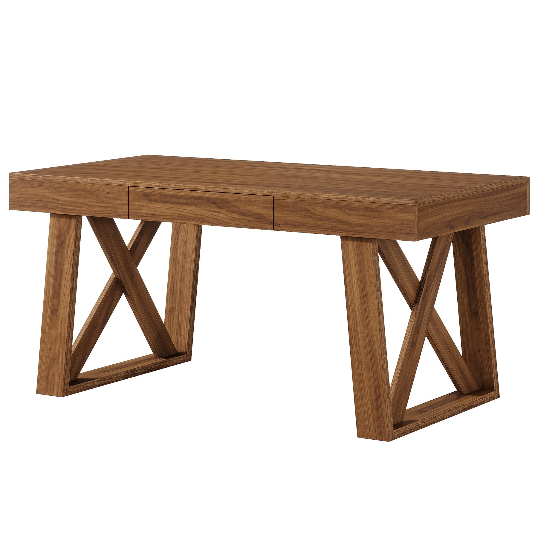 Tribesigns Bureau 140cm de Large avec Tiroir, Table d'étude Rétro Brun