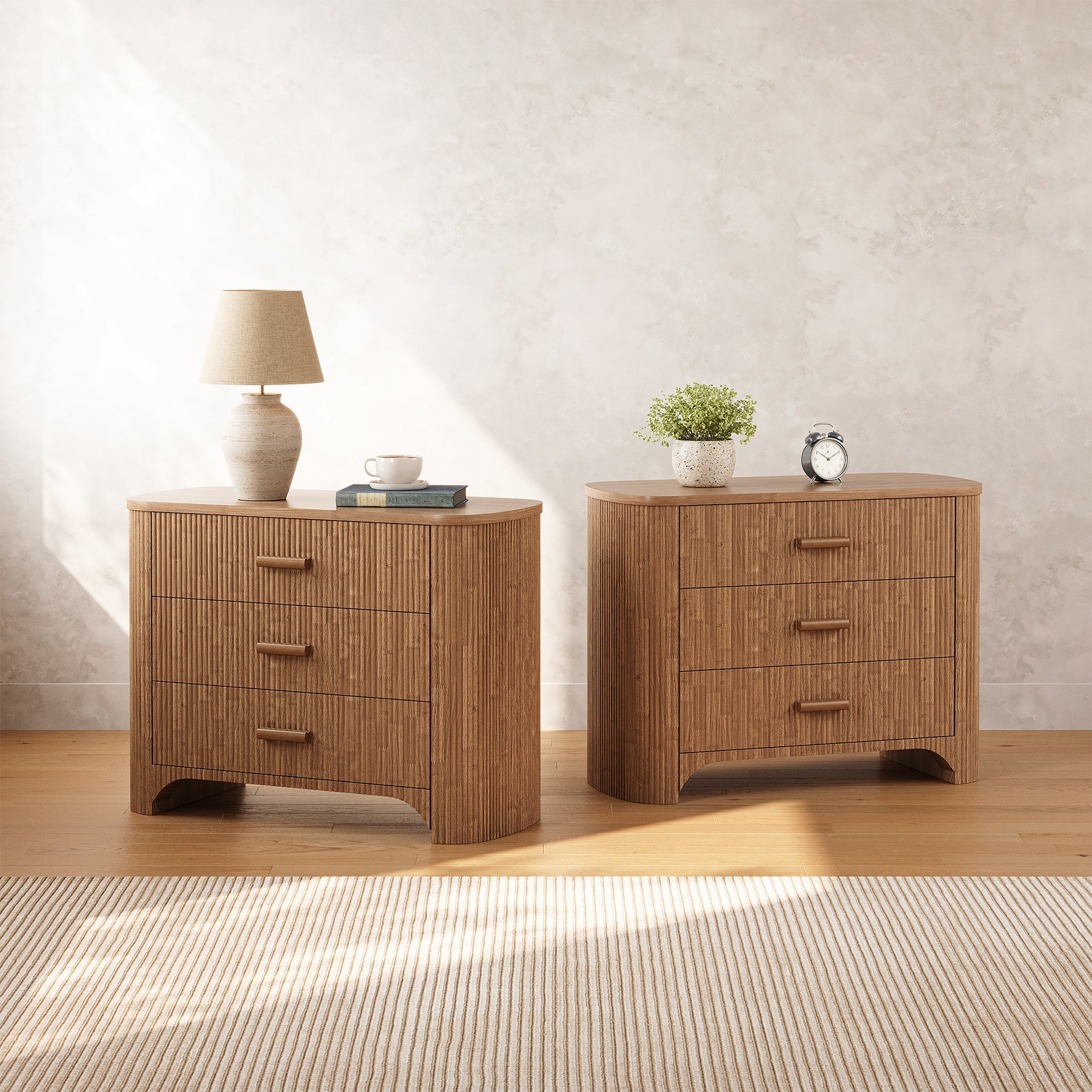 Tribesigns Table de chevet large à 3 tiroirs, Grande table d'appoint de style moderne du milieu du siècle