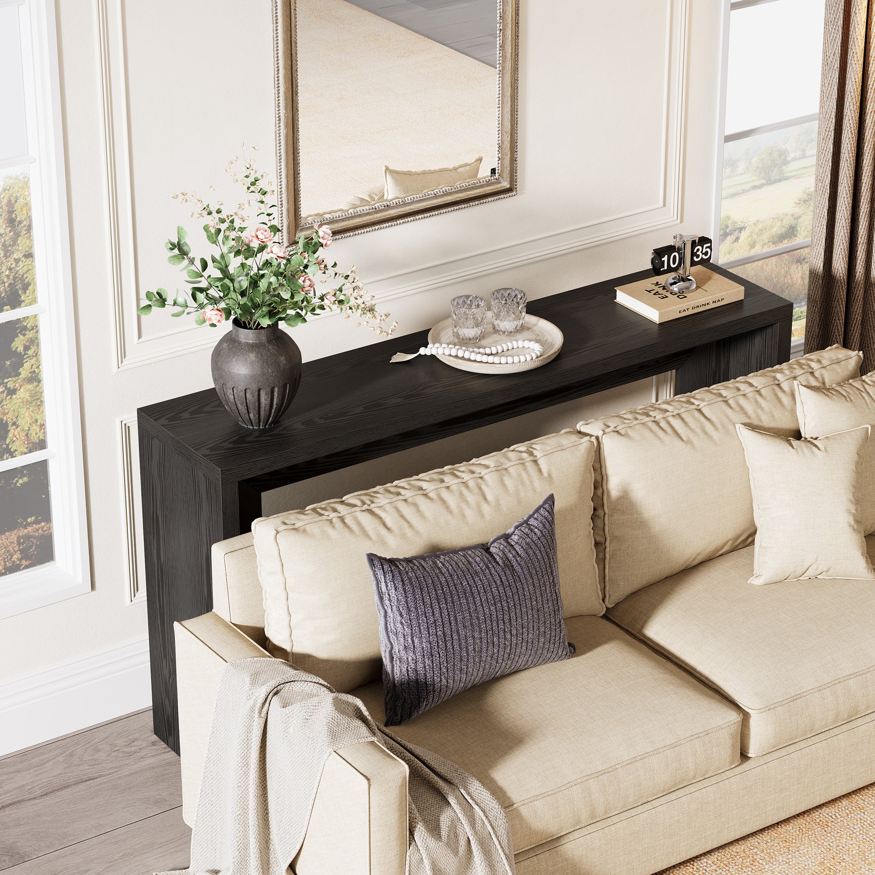 Table console rustique de 140 cm, Table de canapé de ferme Table d'entrée