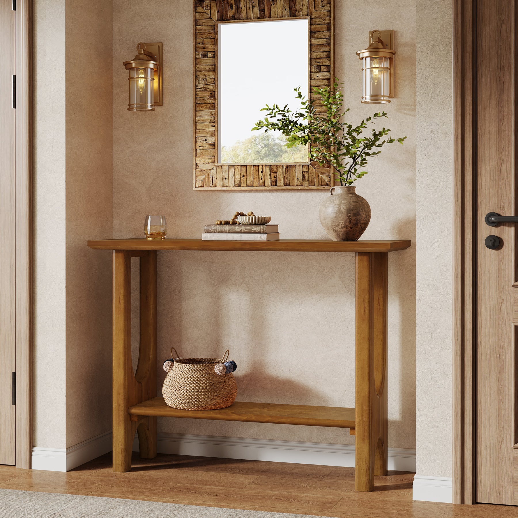 Tribesigns Console moderne à deux niveaux de 105 cm