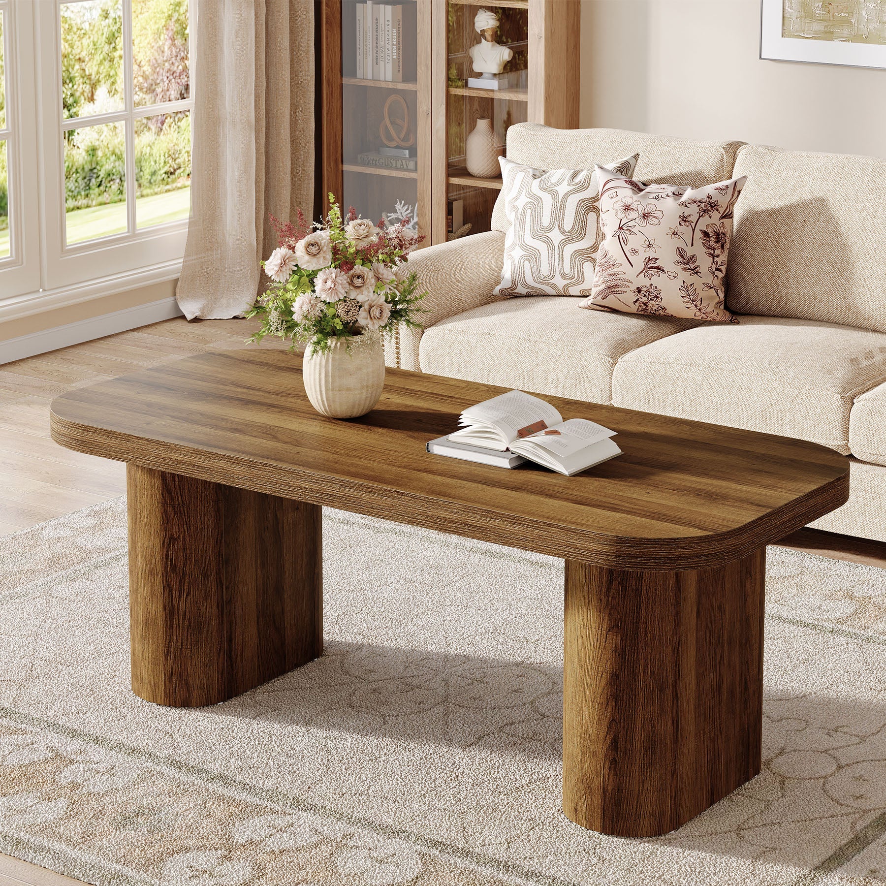 Table basse moderne de 120 cm, Table de salon robuste de style champêtre