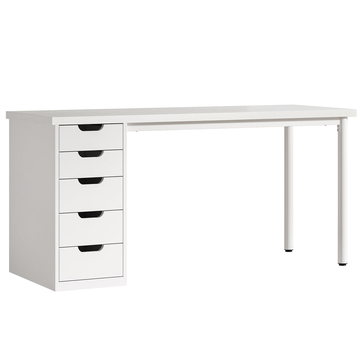 Tribesigns Bureau 120 cm avec 5 tiroirs Bureau d'ordinateur compact avec espaces de rangement