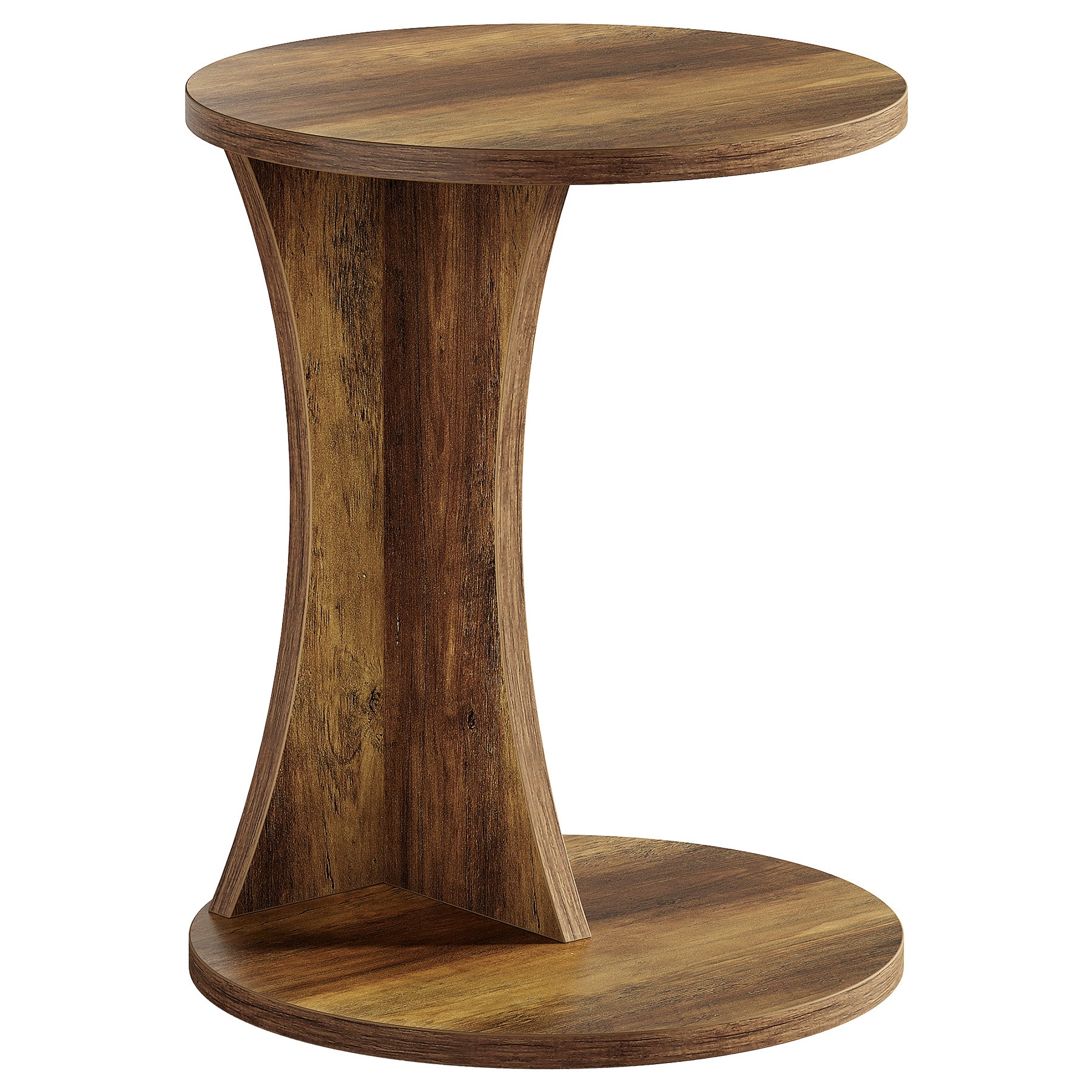 Tribesigns Table d'appoint en forme de C, Table basse ronde pour canapé Table basse à 2 niveaux pour salon