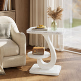 Tribesigns Table d'appoint étroite en forme de C à 2 niveaux, Table de chevet et table de canapé aspect marbre pour salon et chambre 3